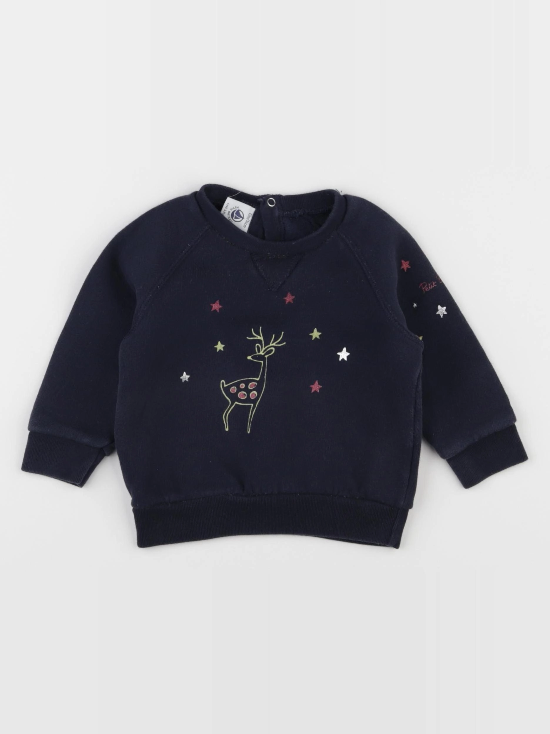 Petit Bateau - sweat bleu - 12 mois