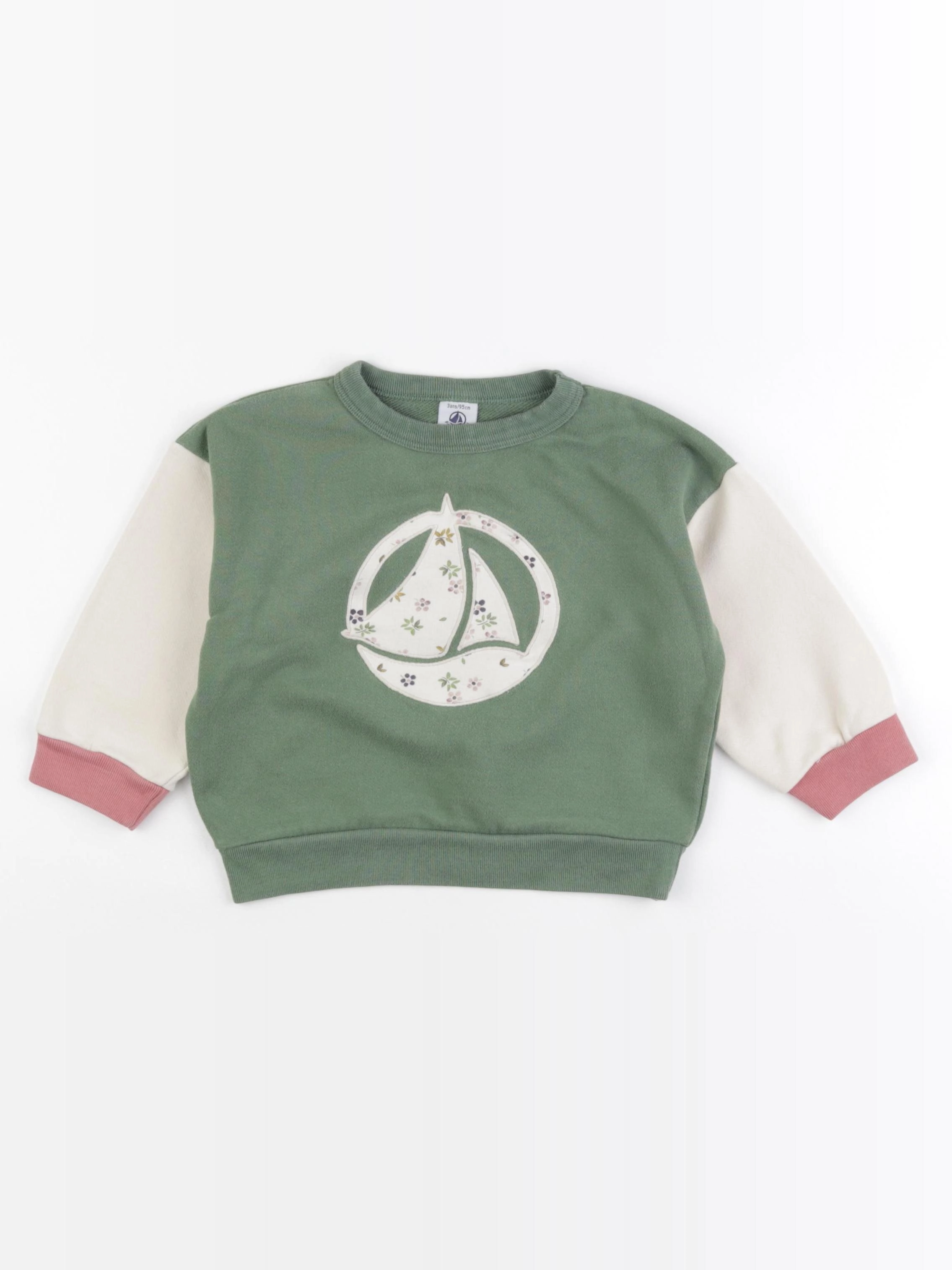 Petit Bateau - sweat vert - 3 ans