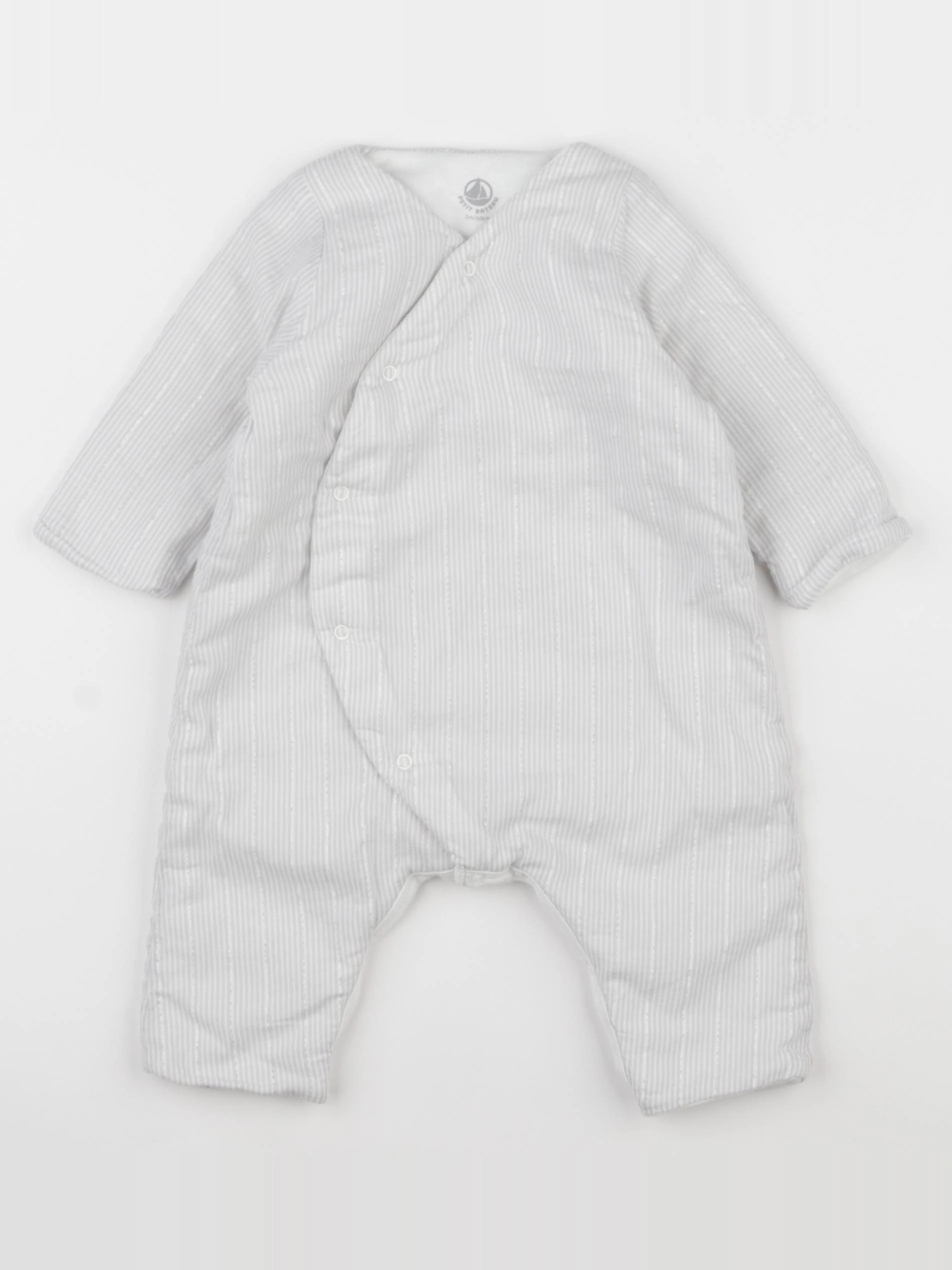 Petit Bateau - combinaison doublé gris, argent - 3 mois