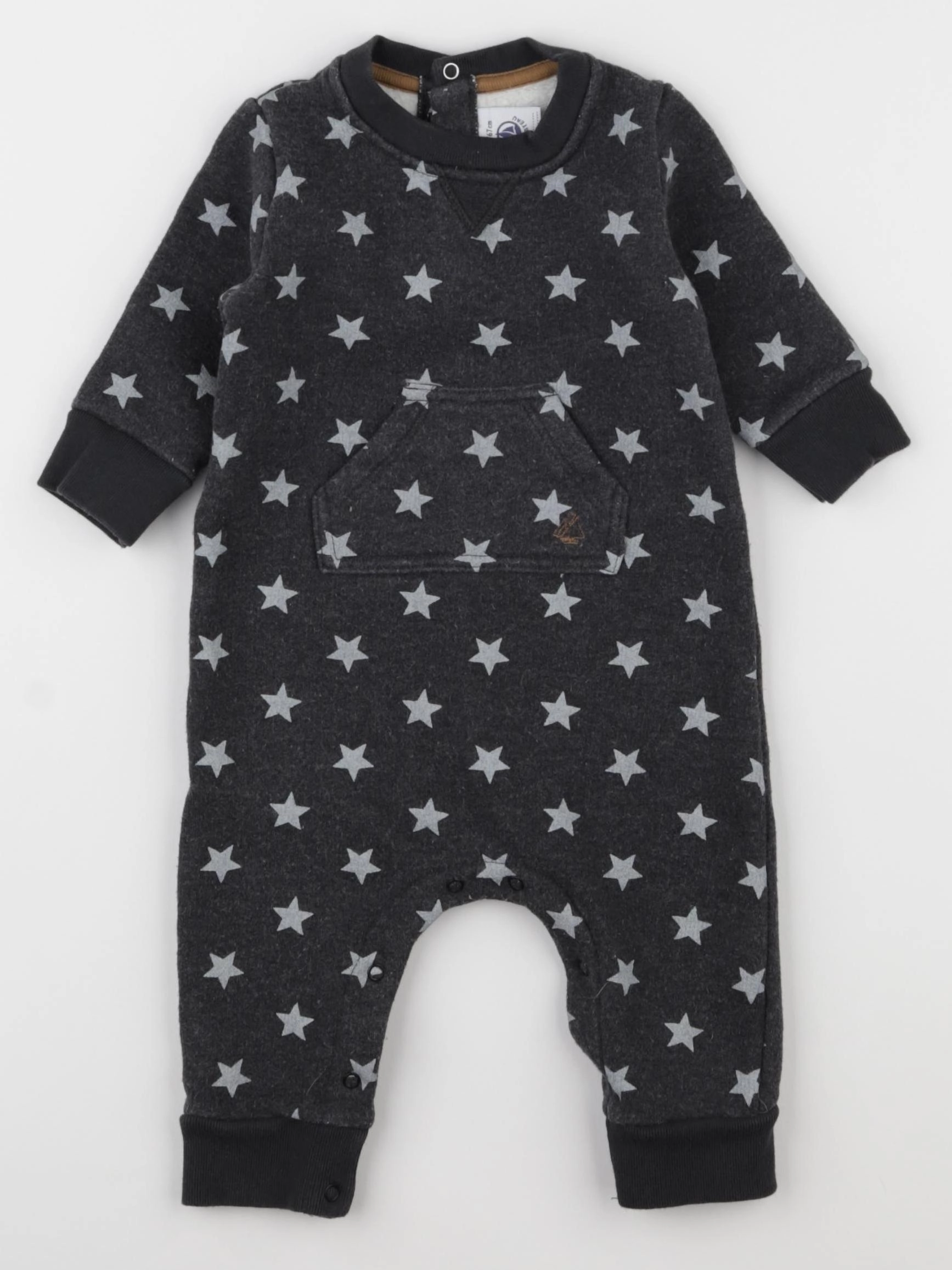 Petit Bateau - combinaison doublé gris - 6 mois