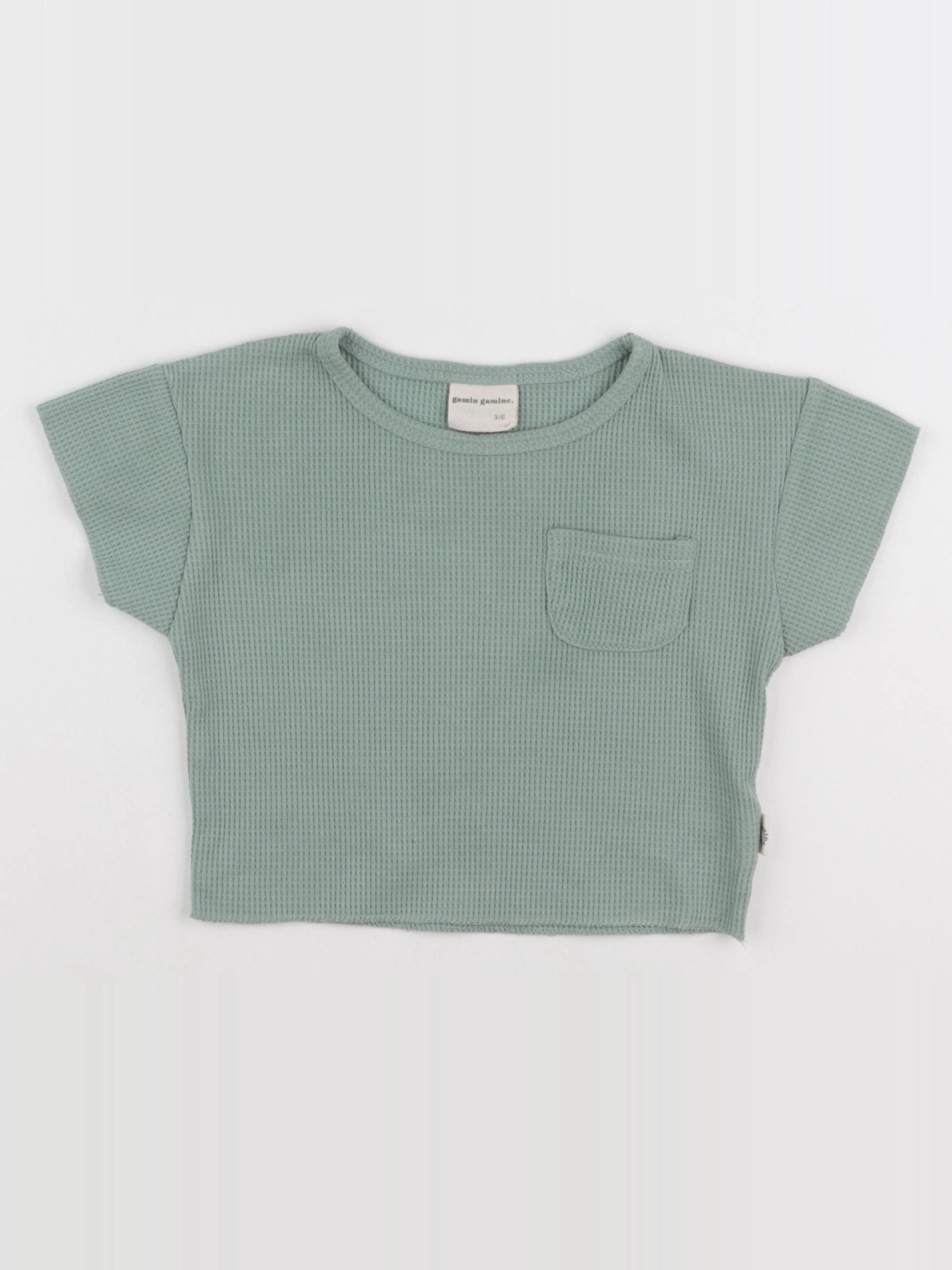 Gamin gamine - tee-shirt vert - 3/6 mois