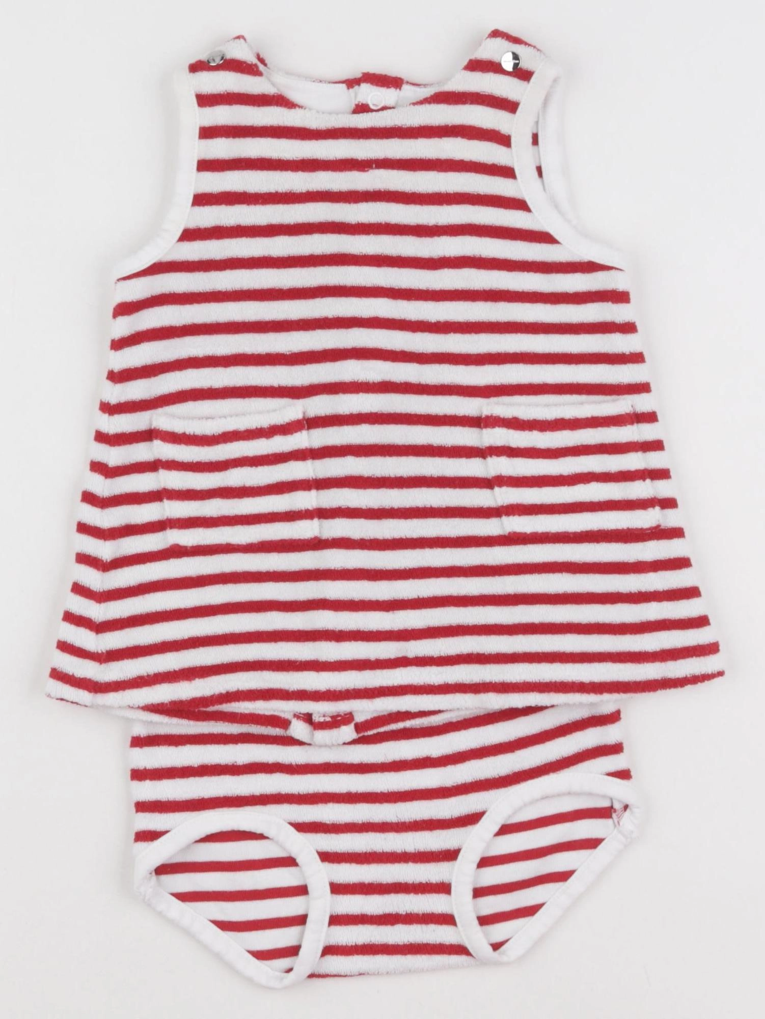 Jacadi - ensemble blanc, rouge - 6 mois