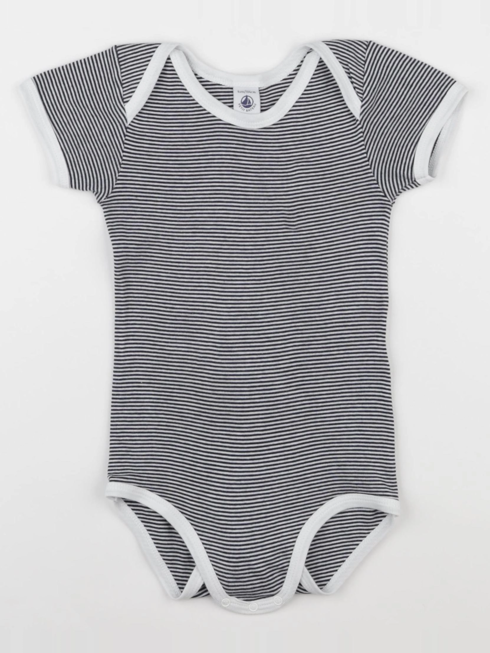 Petit Bateau - body blanc, bleu - 4 ans