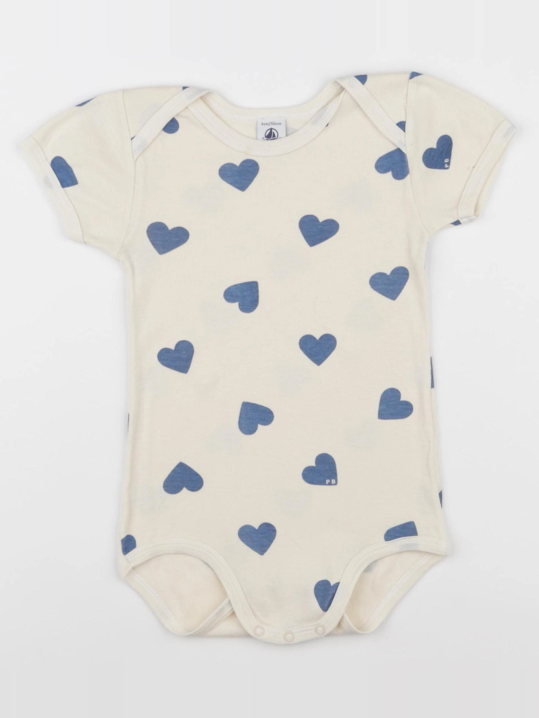 Petit Bateau - body beige, bleu - 4 ans