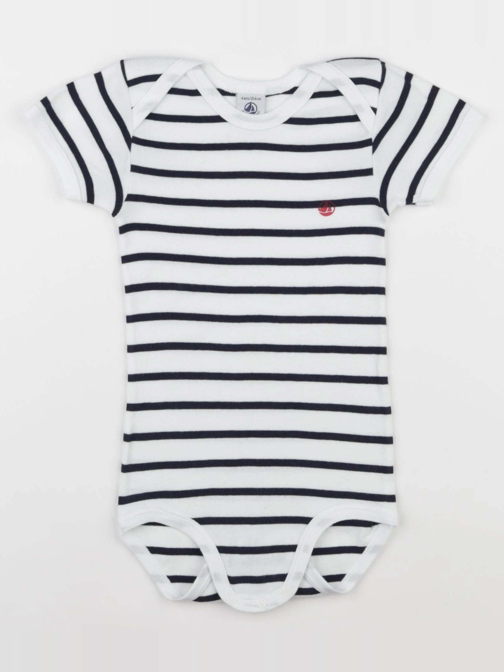 Petit Bateau - body blanc, bleu - 4 ans
