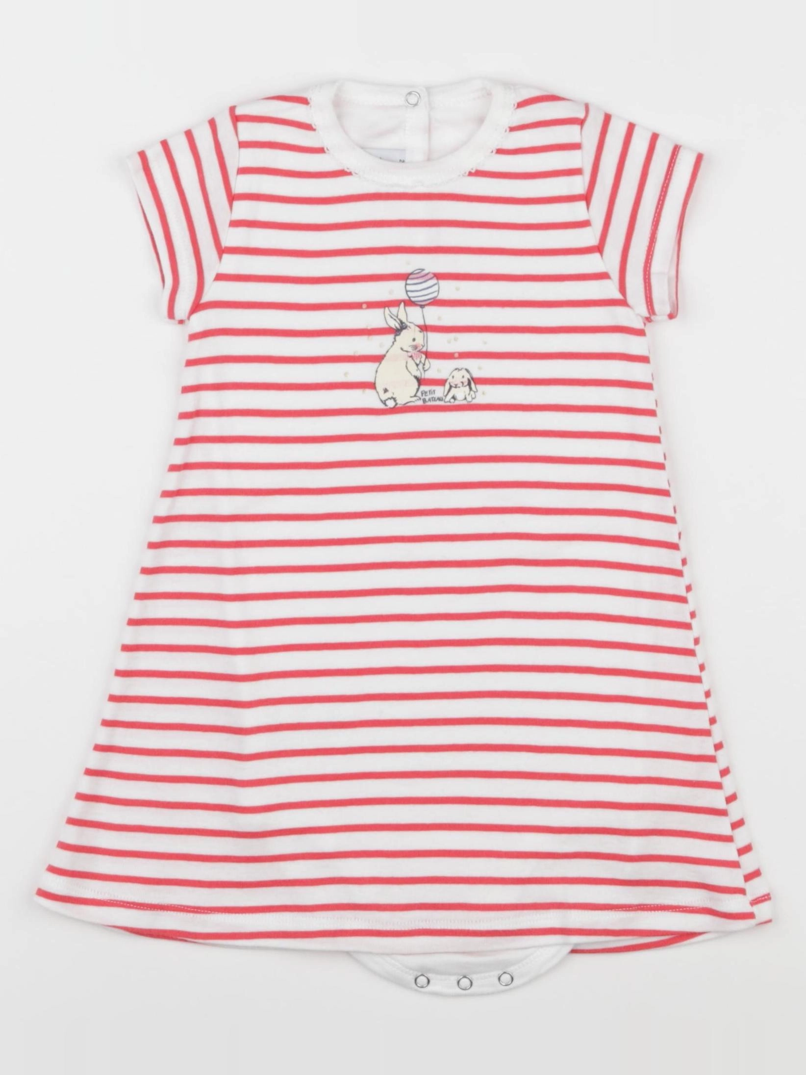 Petit Bateau - body robe blanc, rouge - 24 mois