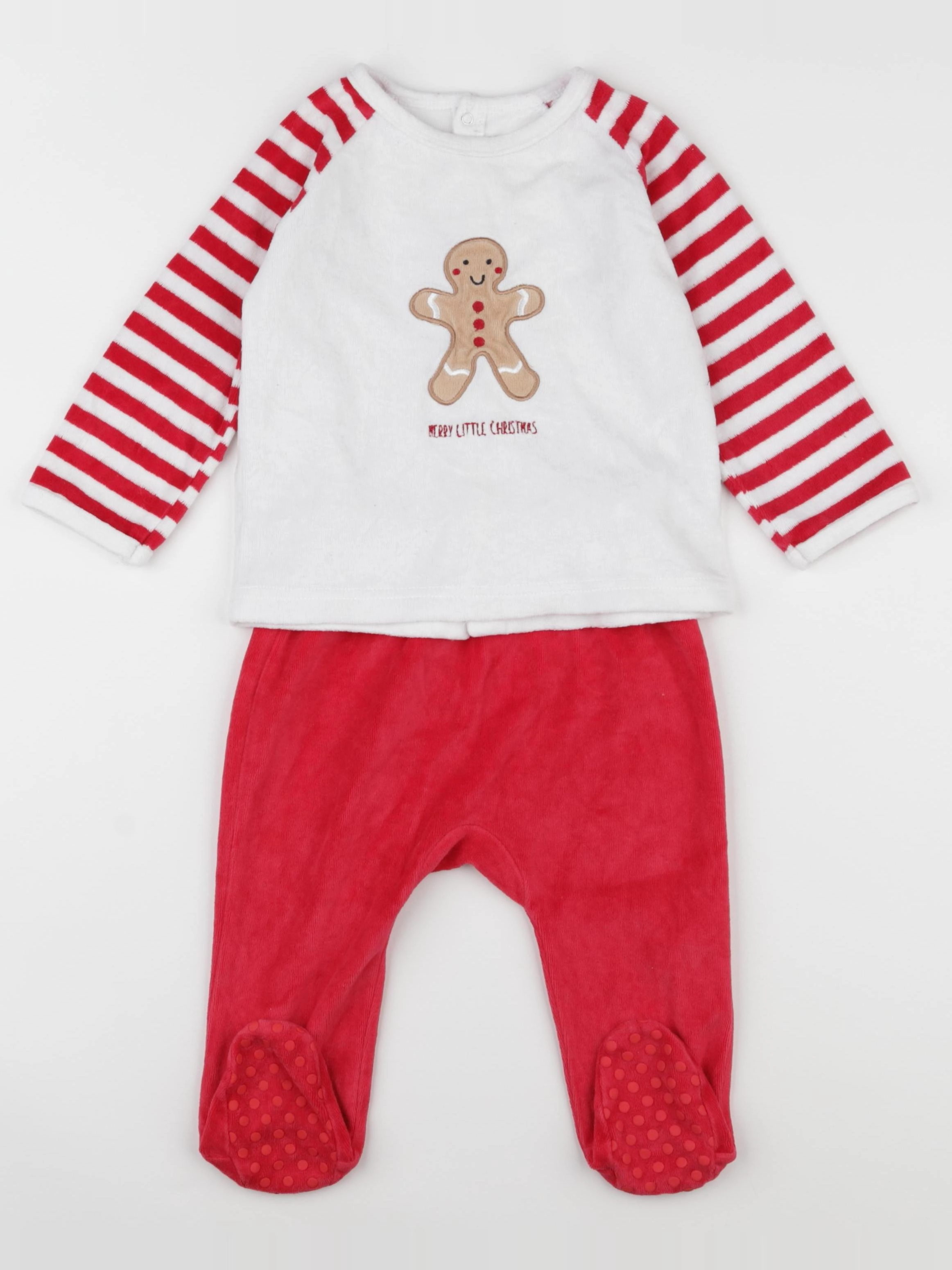 Vertbaudet - pyjama velours blanc, rouge - 18 mois