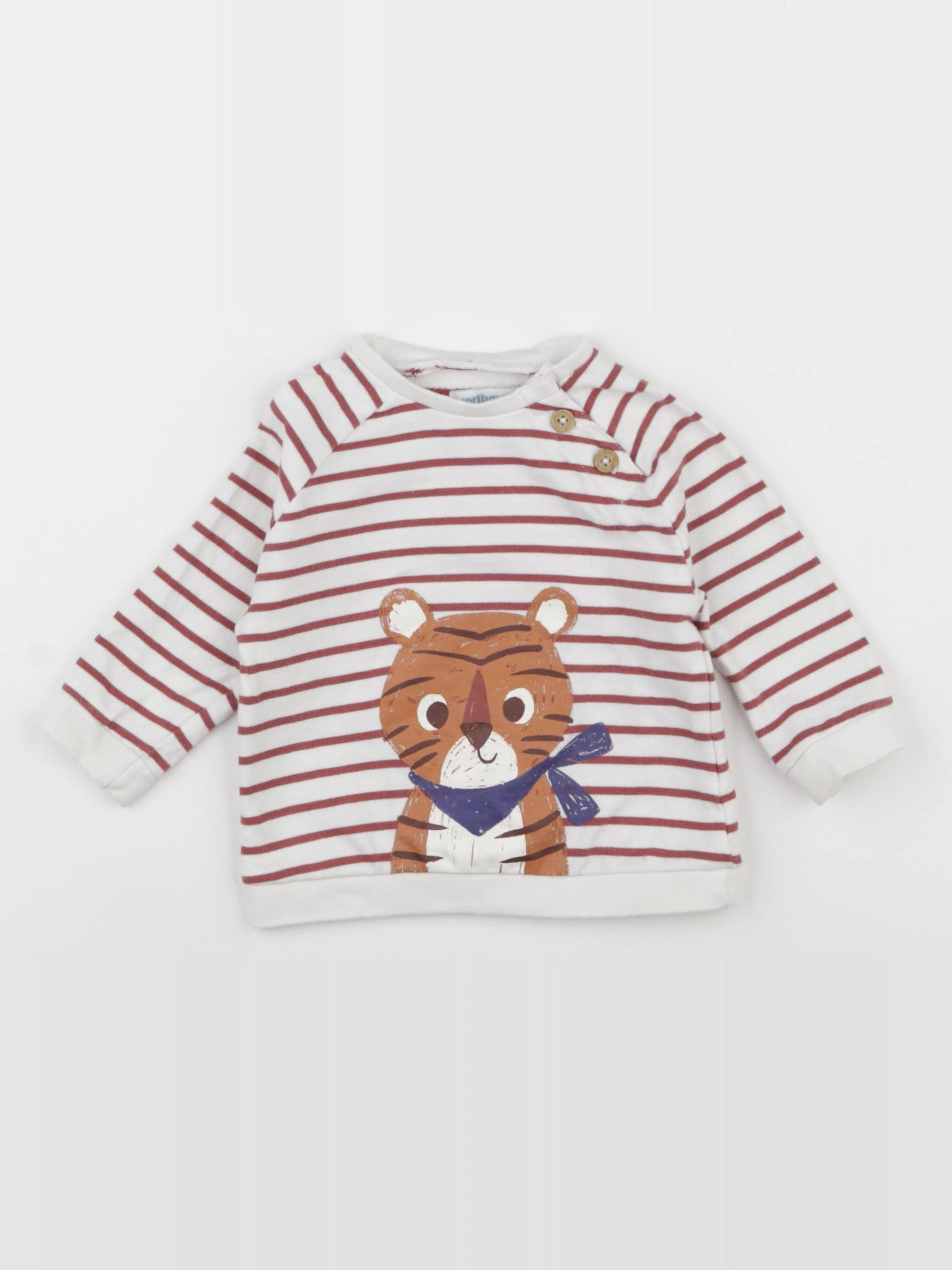 Vertbaudet - tee-shirt blanc, rouge - 9 mois