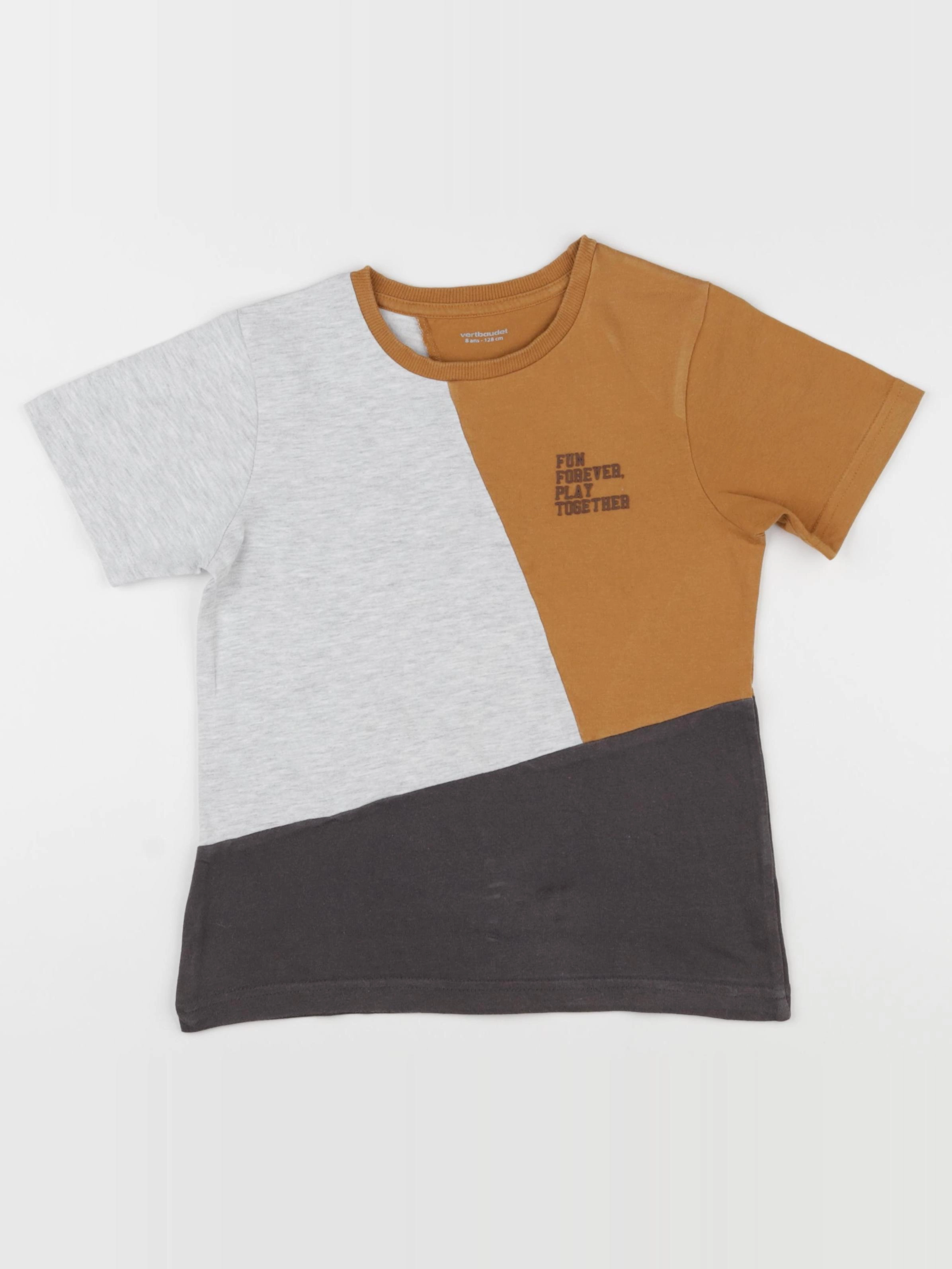 Vertbaudet - tee-shirt jaune, marron - 8 ans