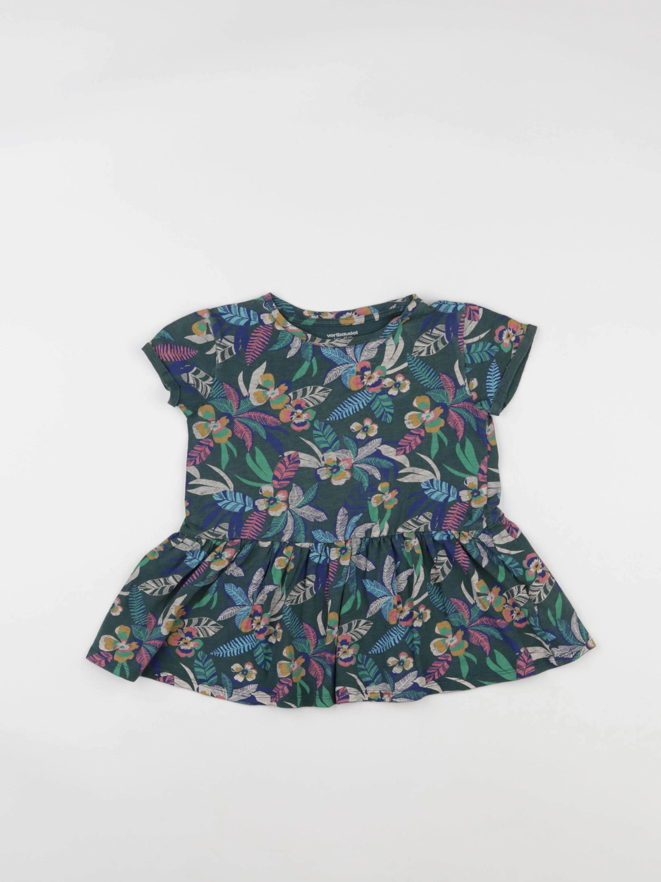 Vertbaudet - tee-shirt vert, rose - 3 ans