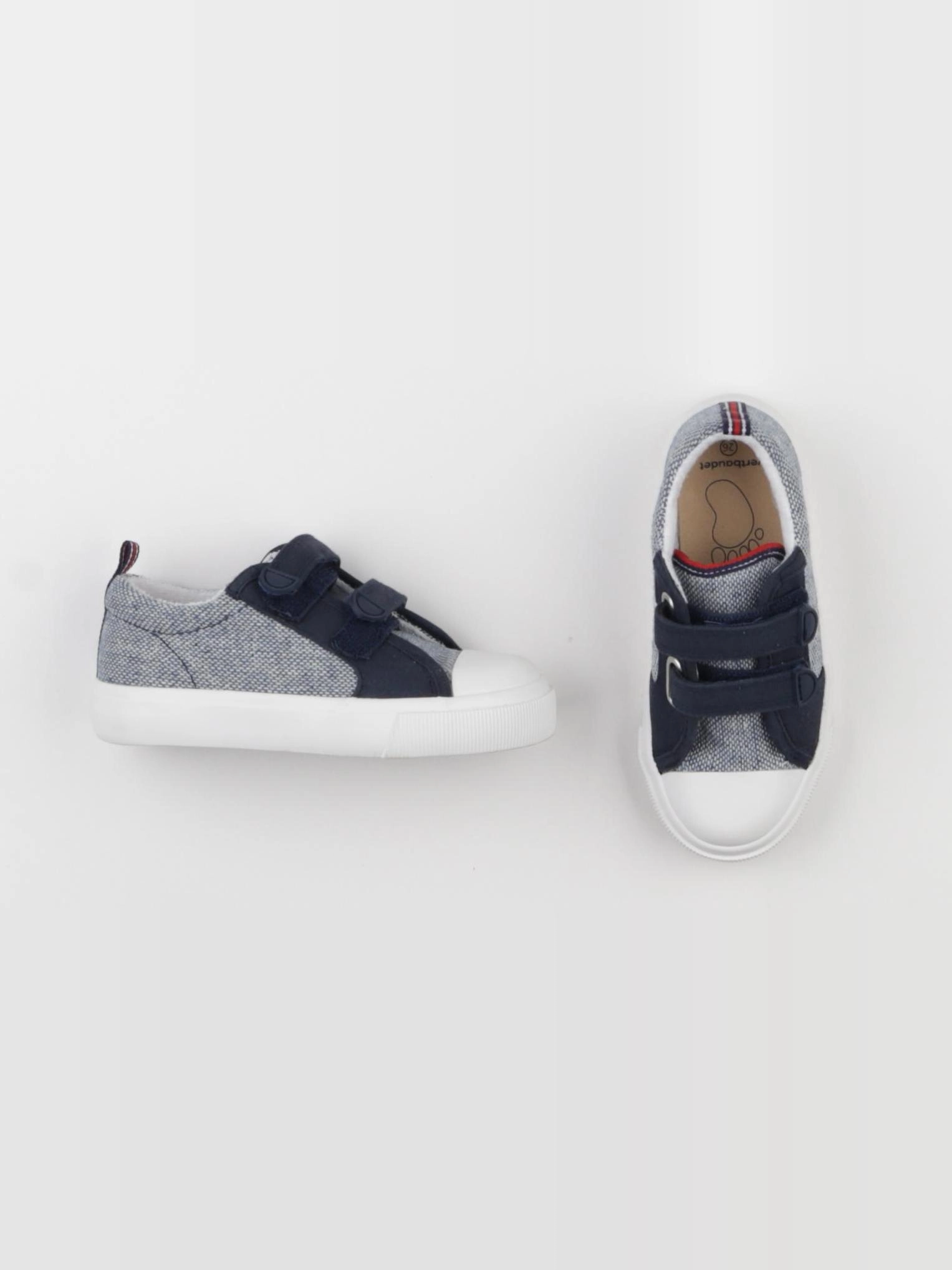 Vertbaudet - tennis à scratch/ lacets bleu - pointure 26