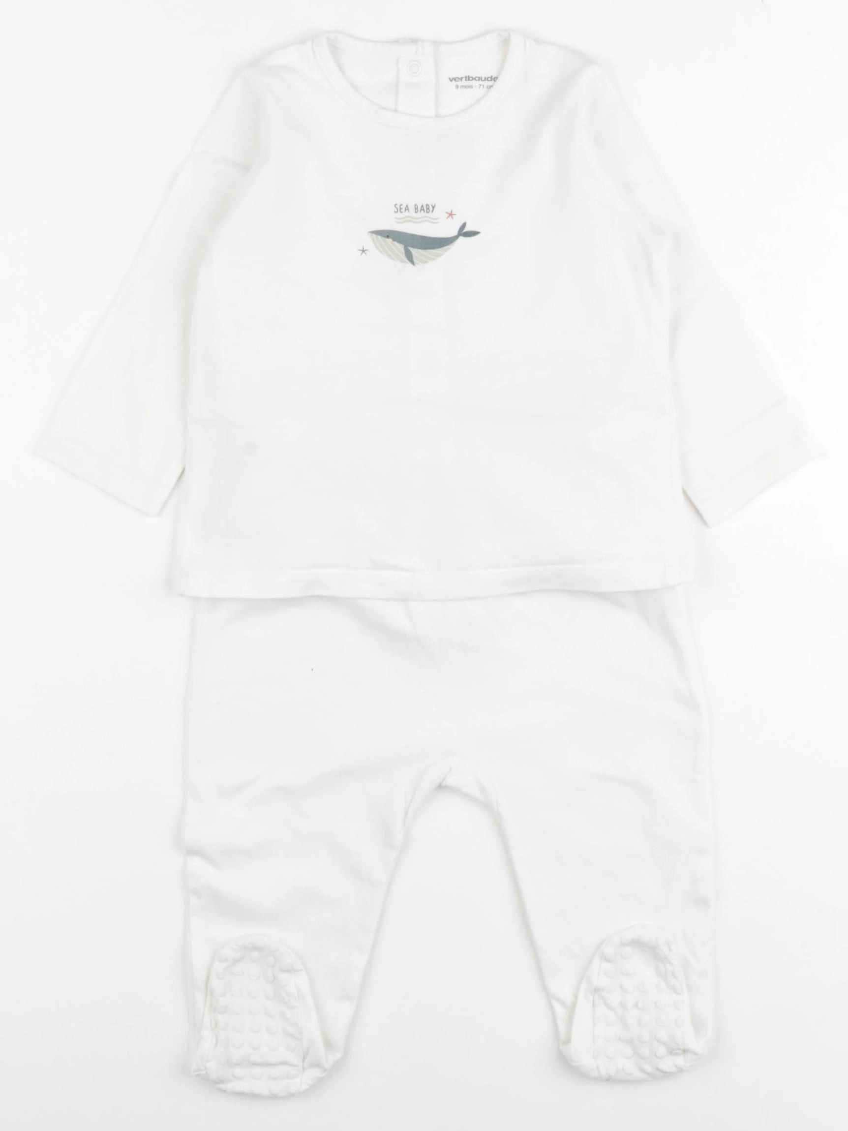 Vertbaudet - pyjama coton blanc - 9 mois