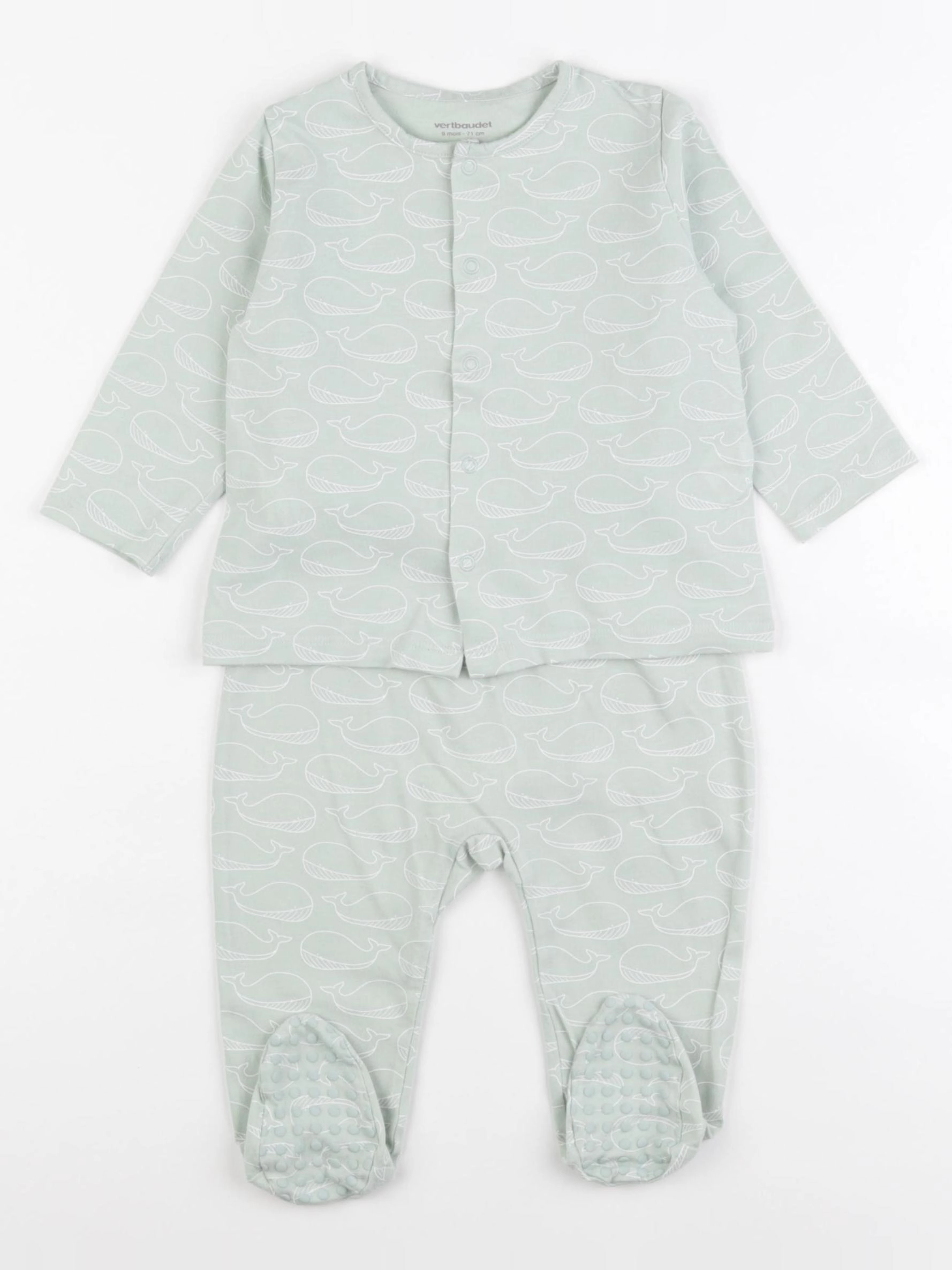 Vertbaudet - pyjama coton vert - 9 mois
