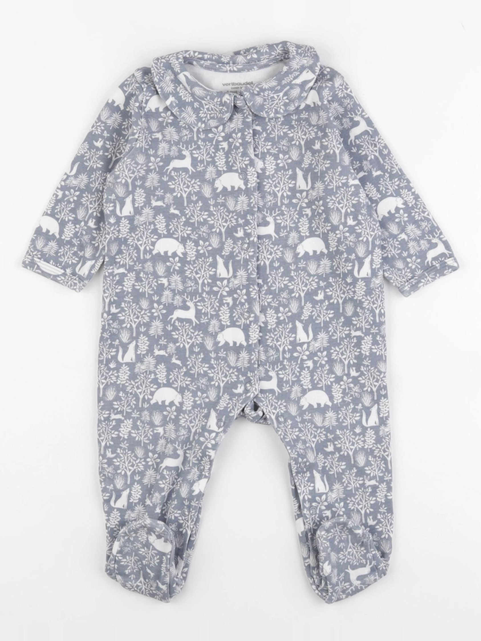 Vertbaudet - pyjama coton blanc, bleu - 6 mois