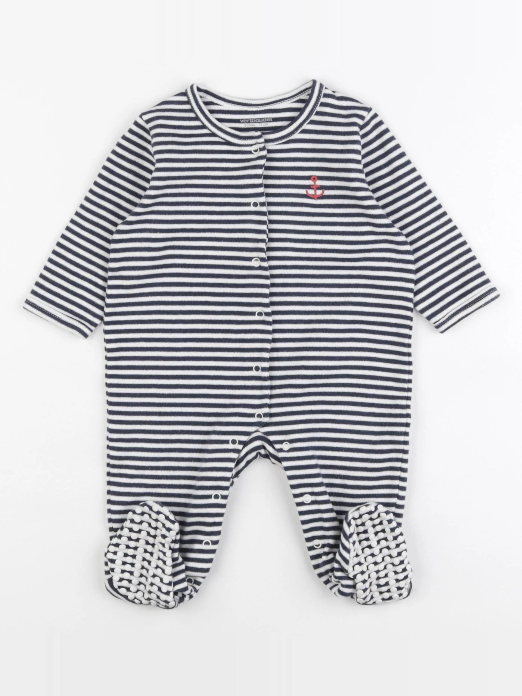 Vertbaudet - pyjama coton blanc, bleu - 9 mois