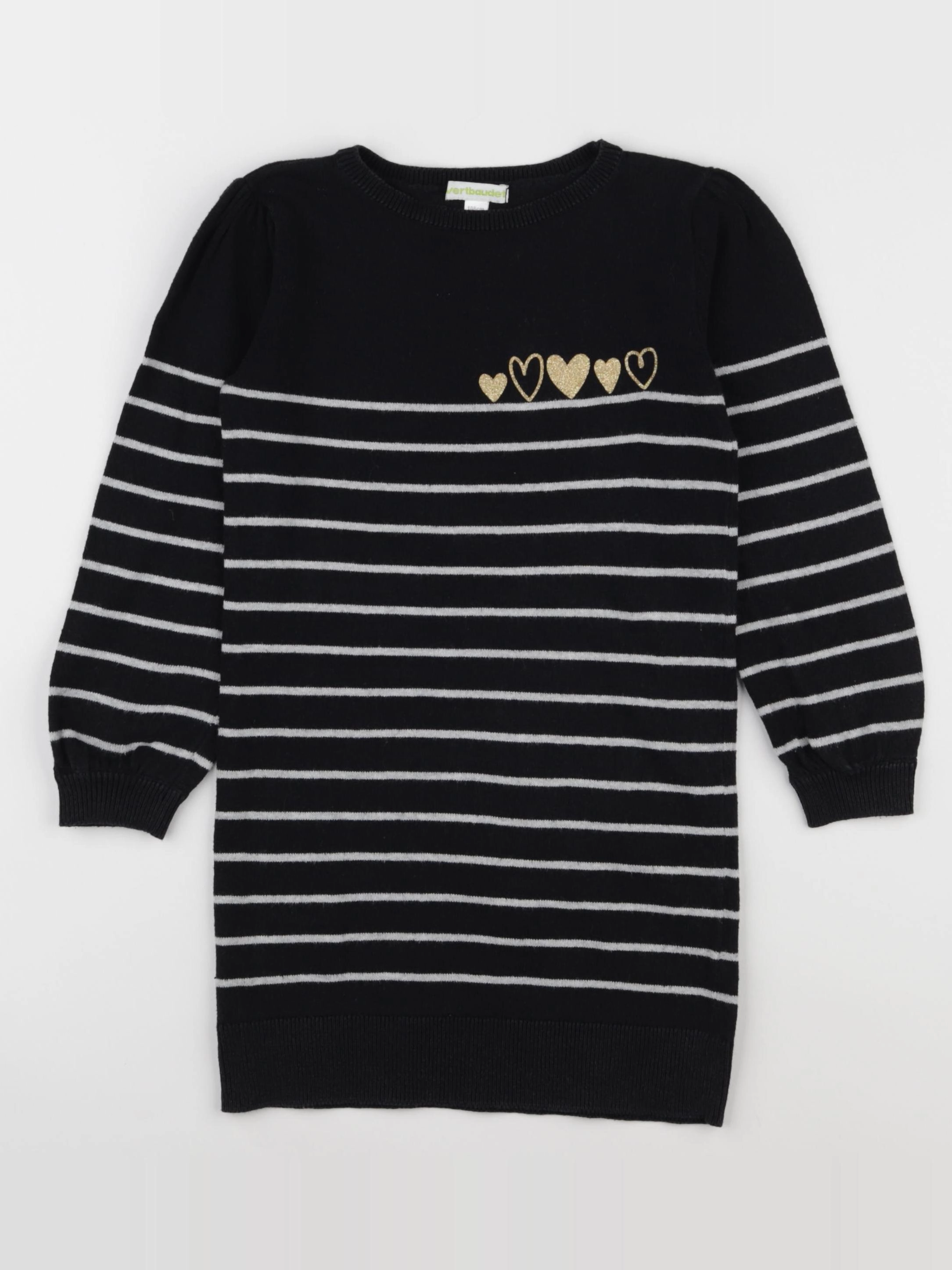 Vertbaudet - robe noir, blanc - 5 ans