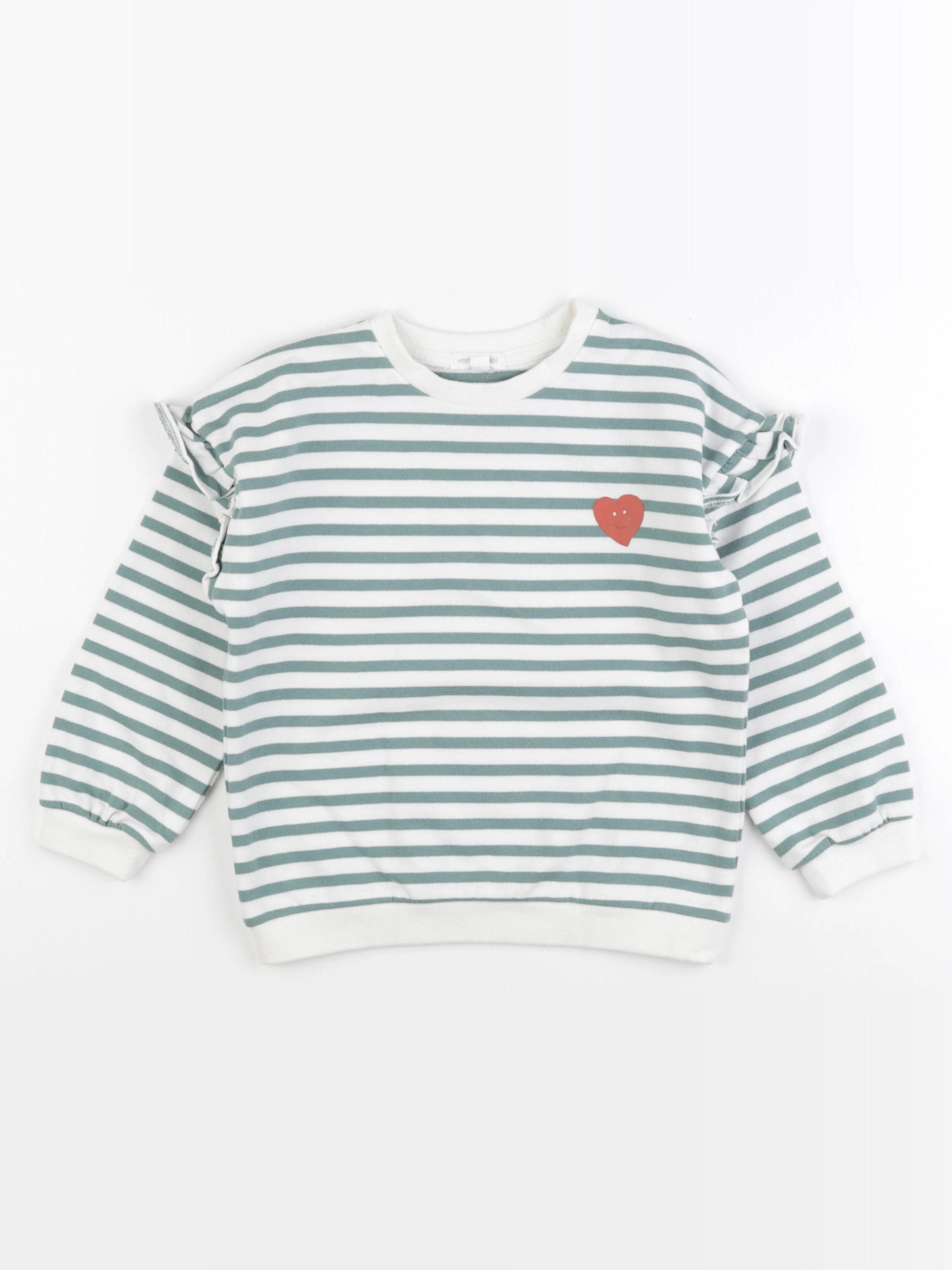 Vertbaudet - sweat blanc, vert - 6 ans