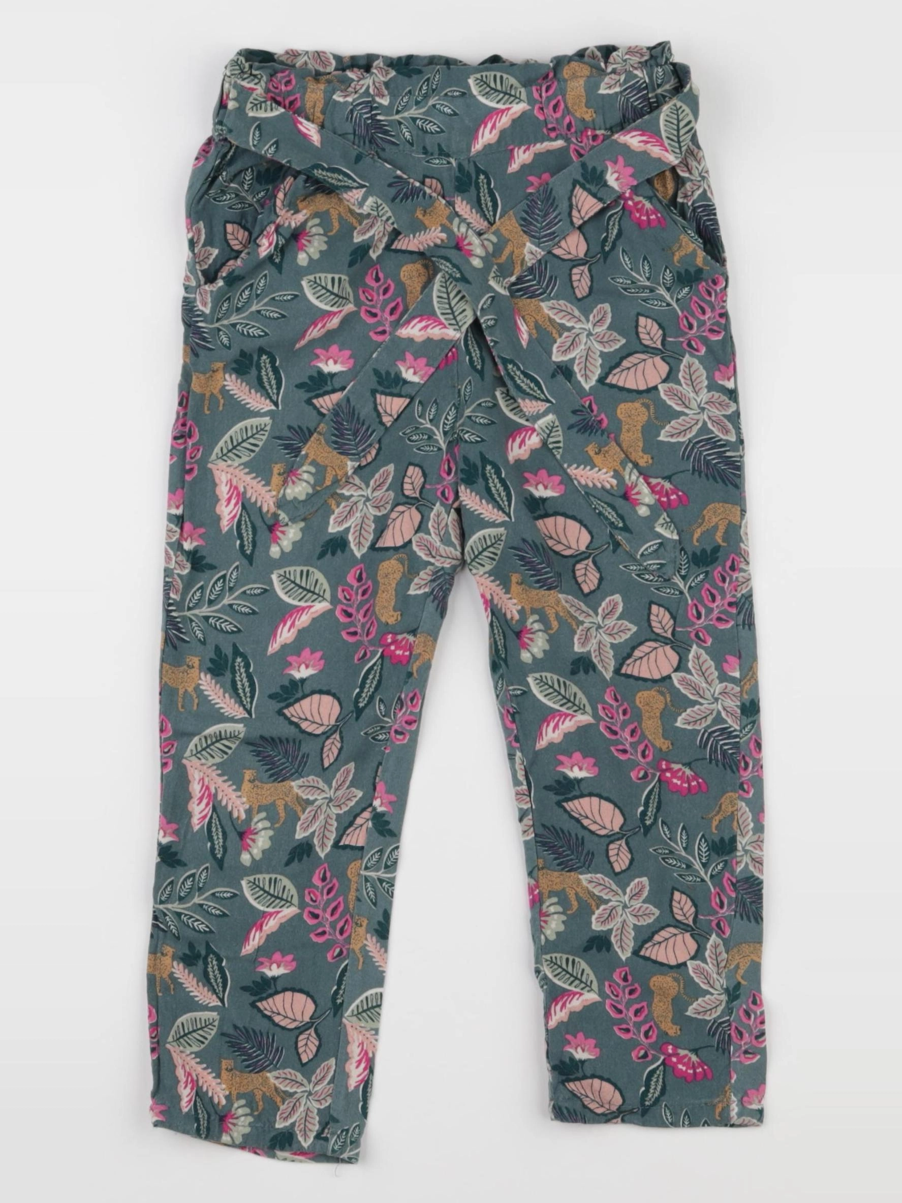 Vertbaudet - pantalon vert, rose - 4 ans
