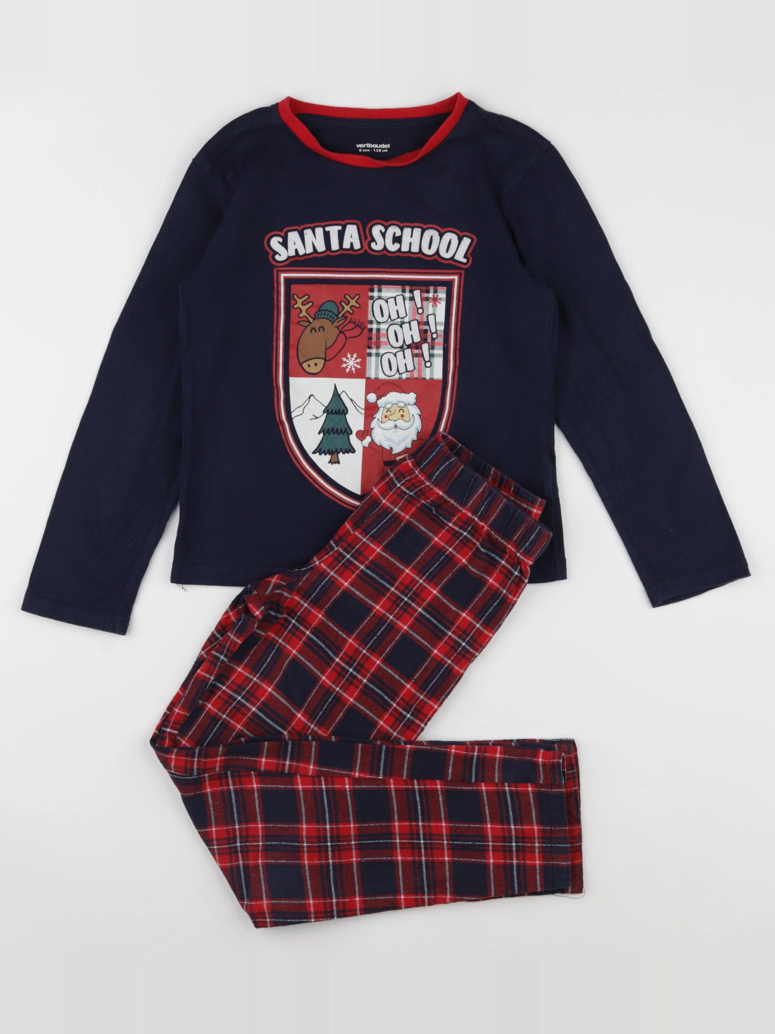 Vertbaudet - pyjama coton rouge - 8 ans