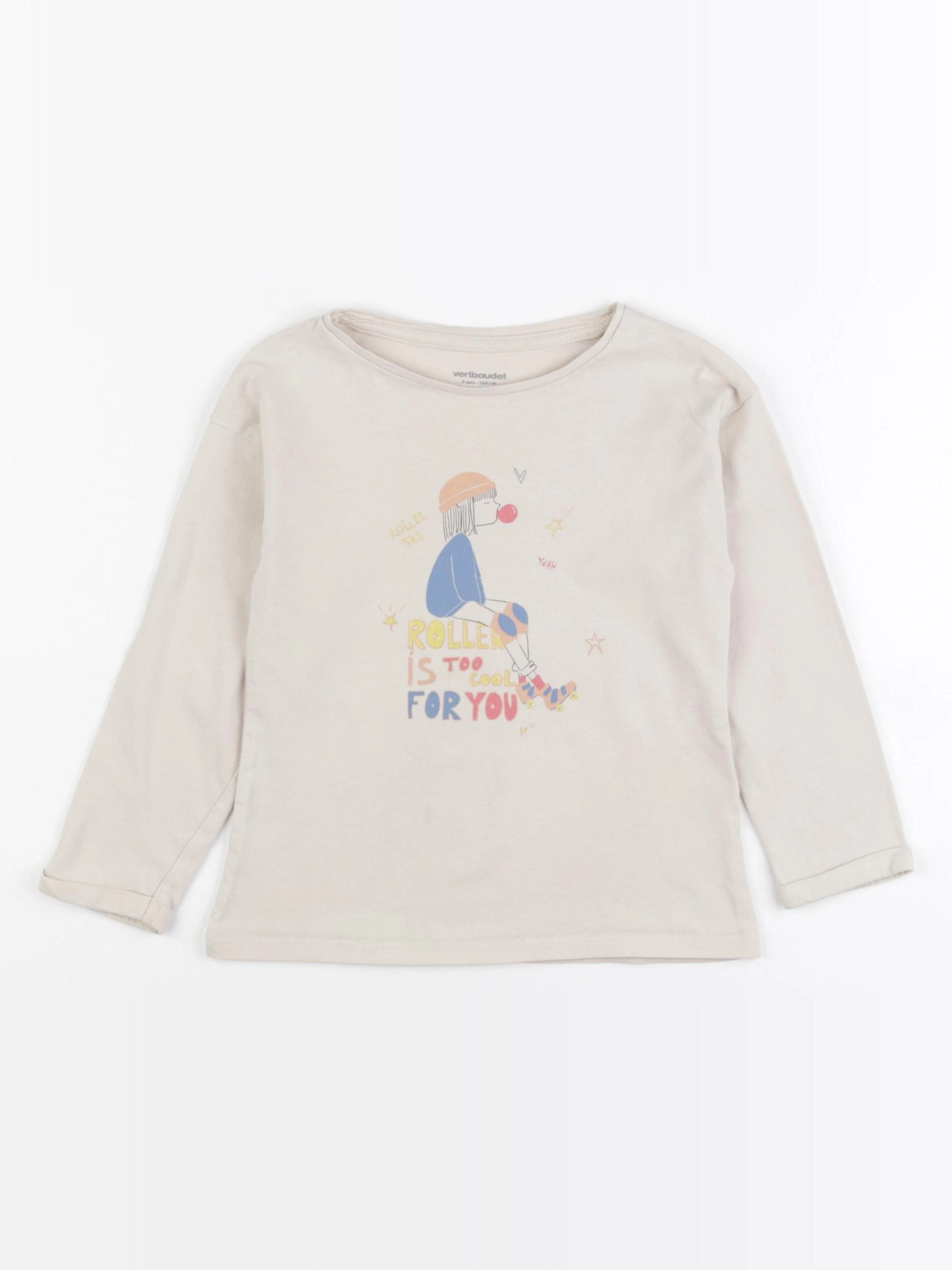 Vertbaudet - tee-shirt beige - 4 ans
