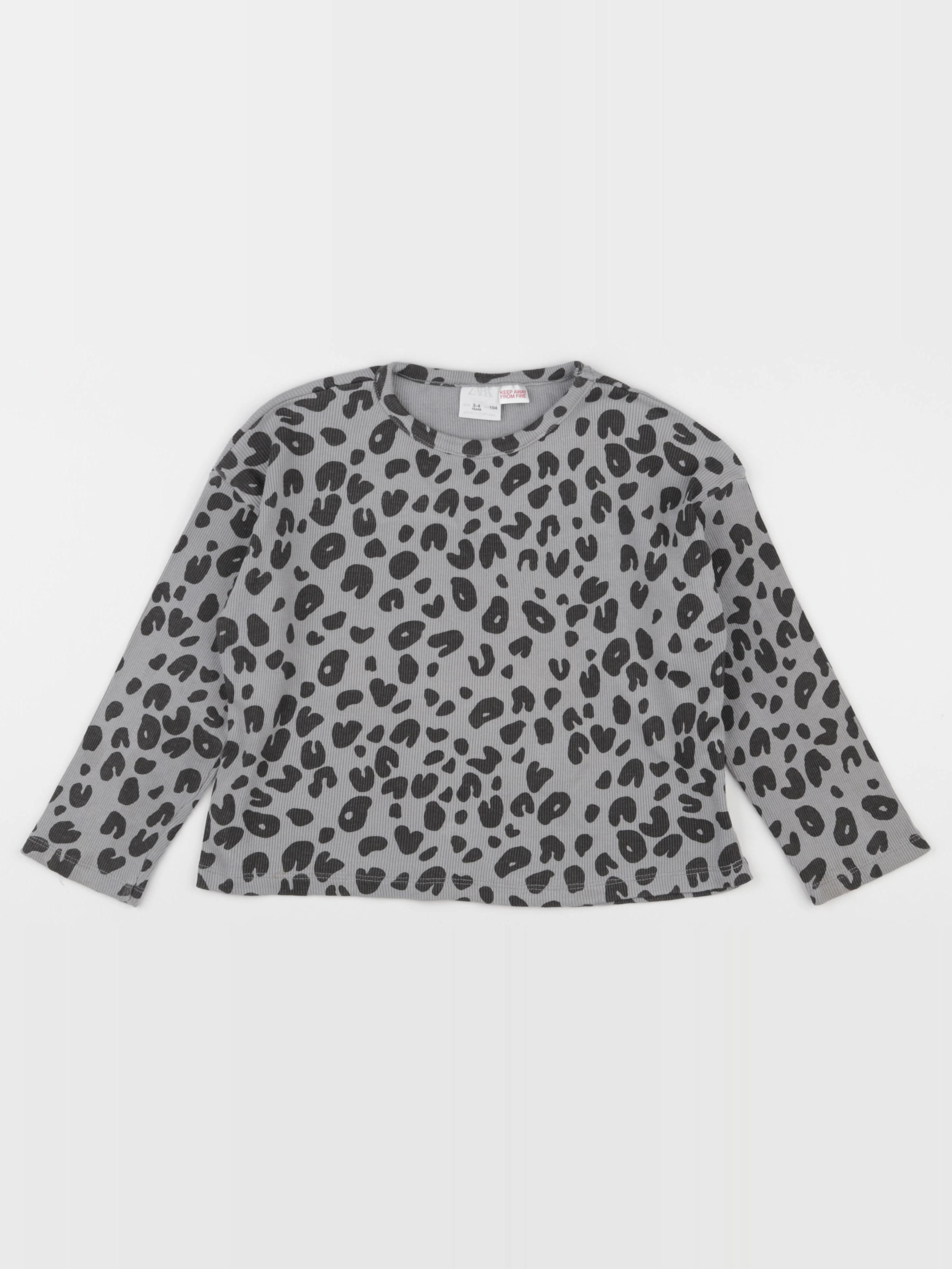 Zara - tee-shirt gris, noir - 3/4 ans