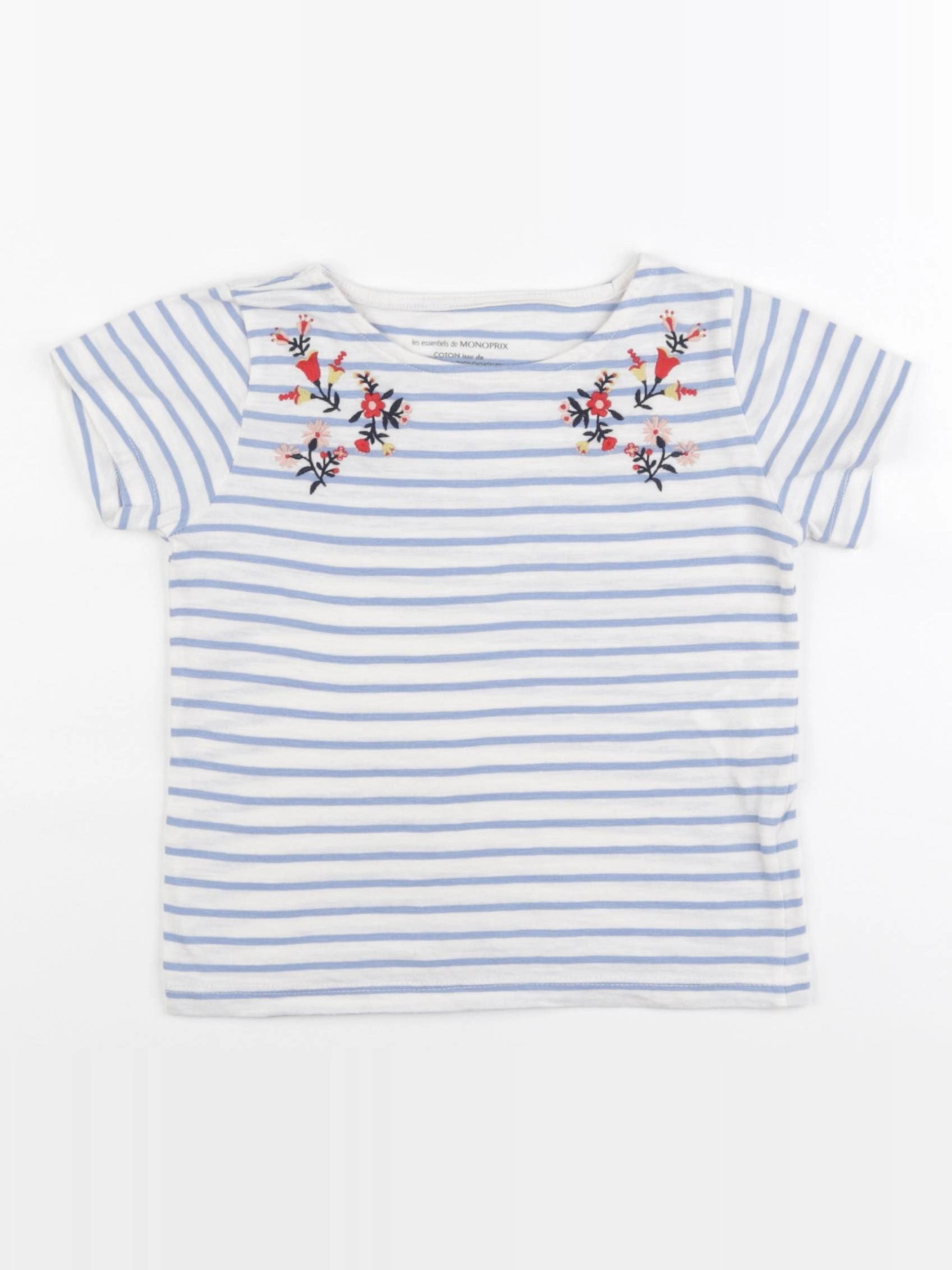 Monoprix - tee-shirt blanc, bleu - 4 ans
