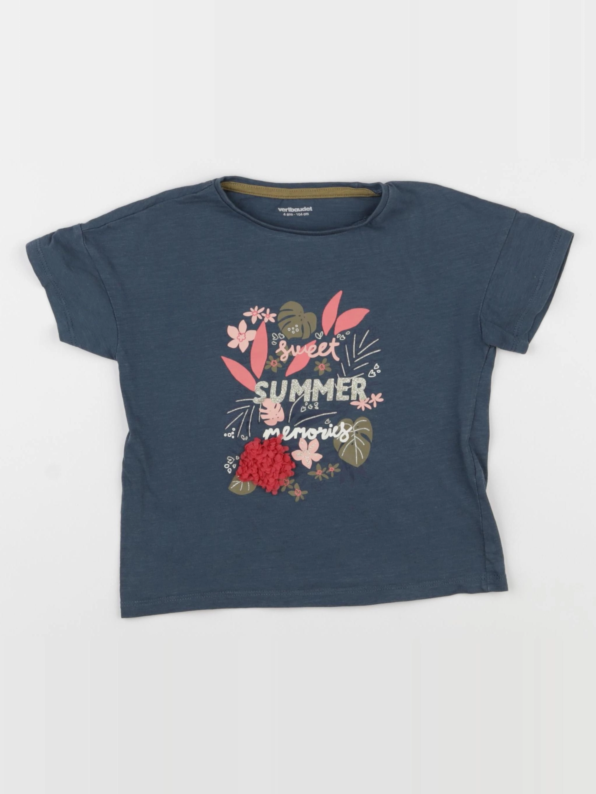 Vertbaudet - tee-shirt bleu - 4 ans