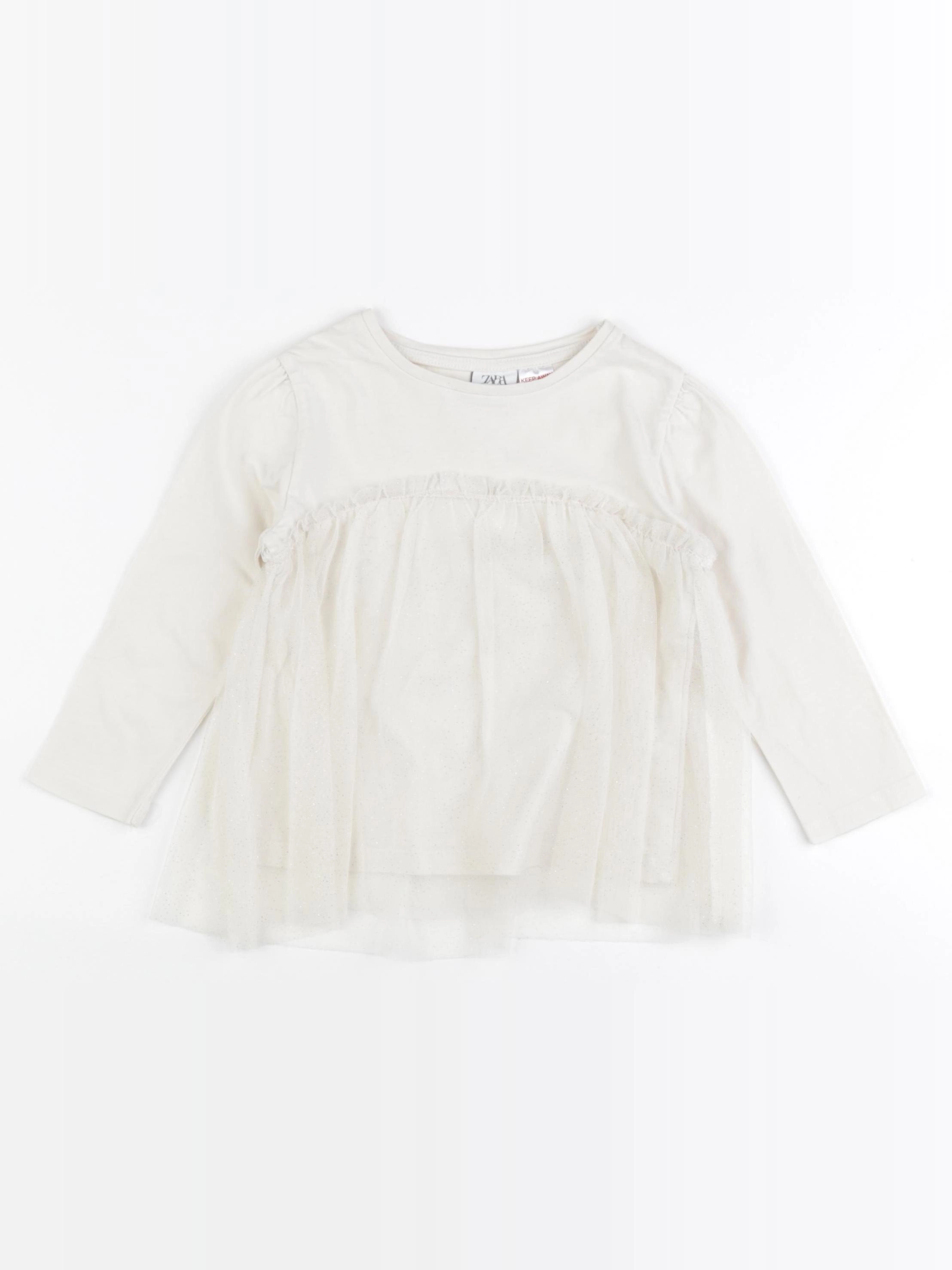 Zara - tee-shirt blanc, or - 2/3 ans