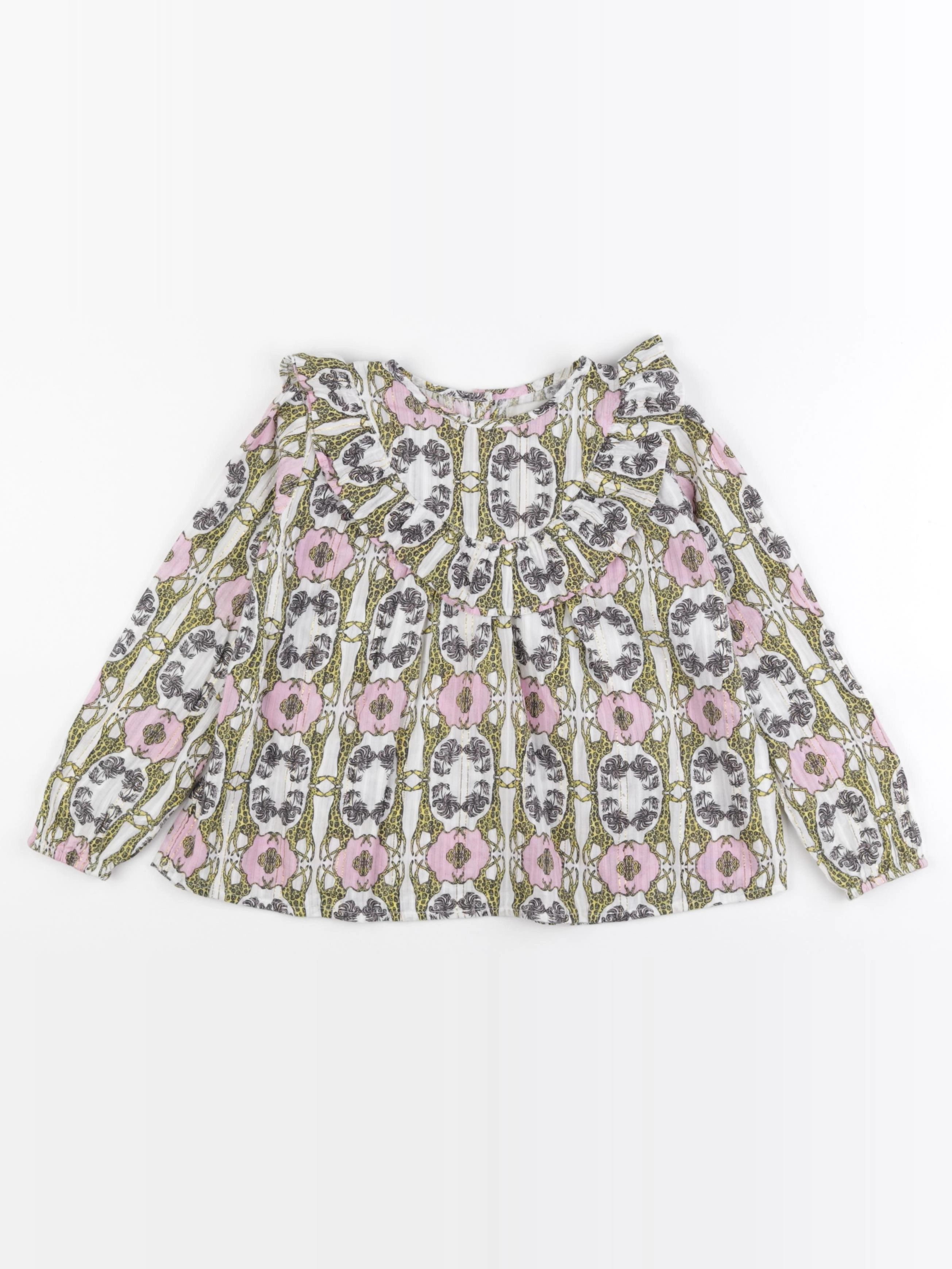 Monoprix - blouse blanc, rose, violet - 5/6 ans
