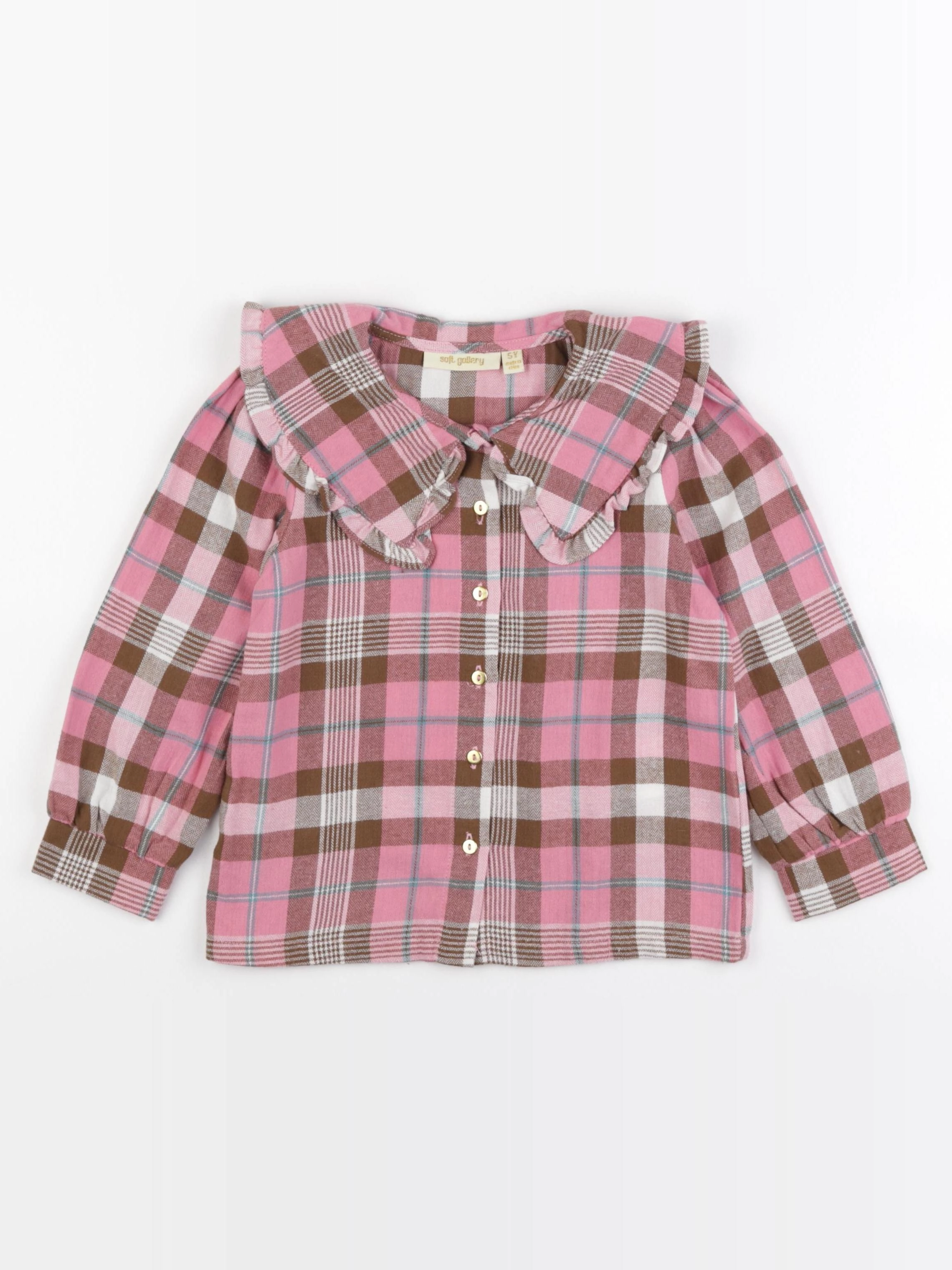 Soft Gallery - blouse rose, marron - 5 ans