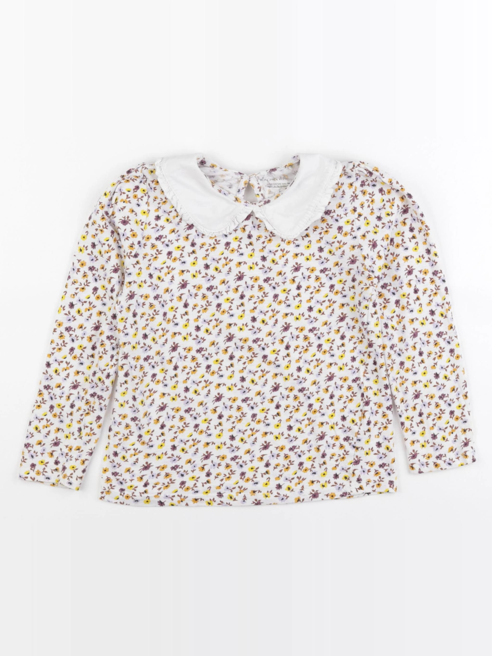 Monoprix - tee-shirt blanc, jaune, violet - 6 ans