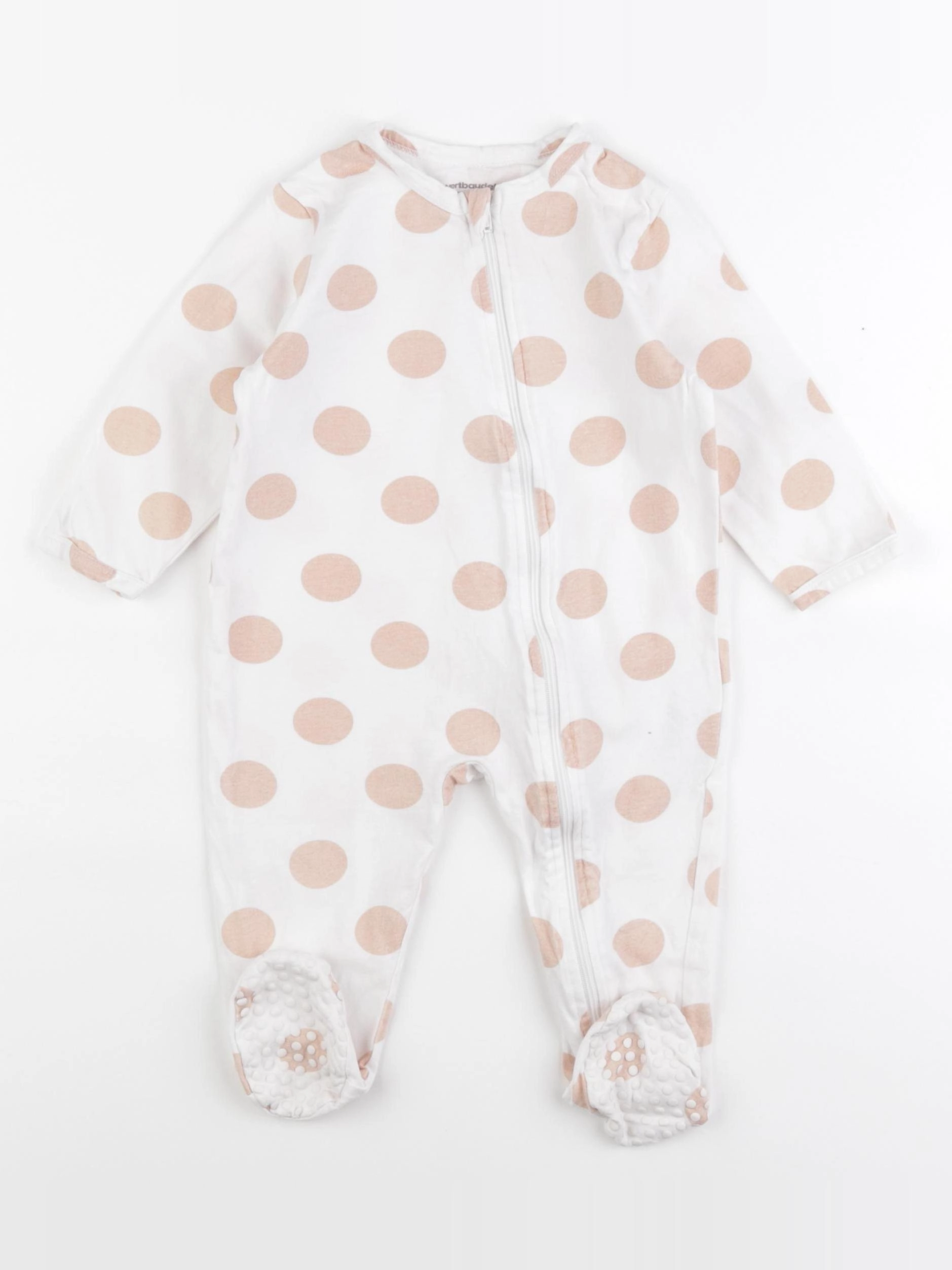 Vertbaudet - pyjama coton blanc, rose - 12 mois