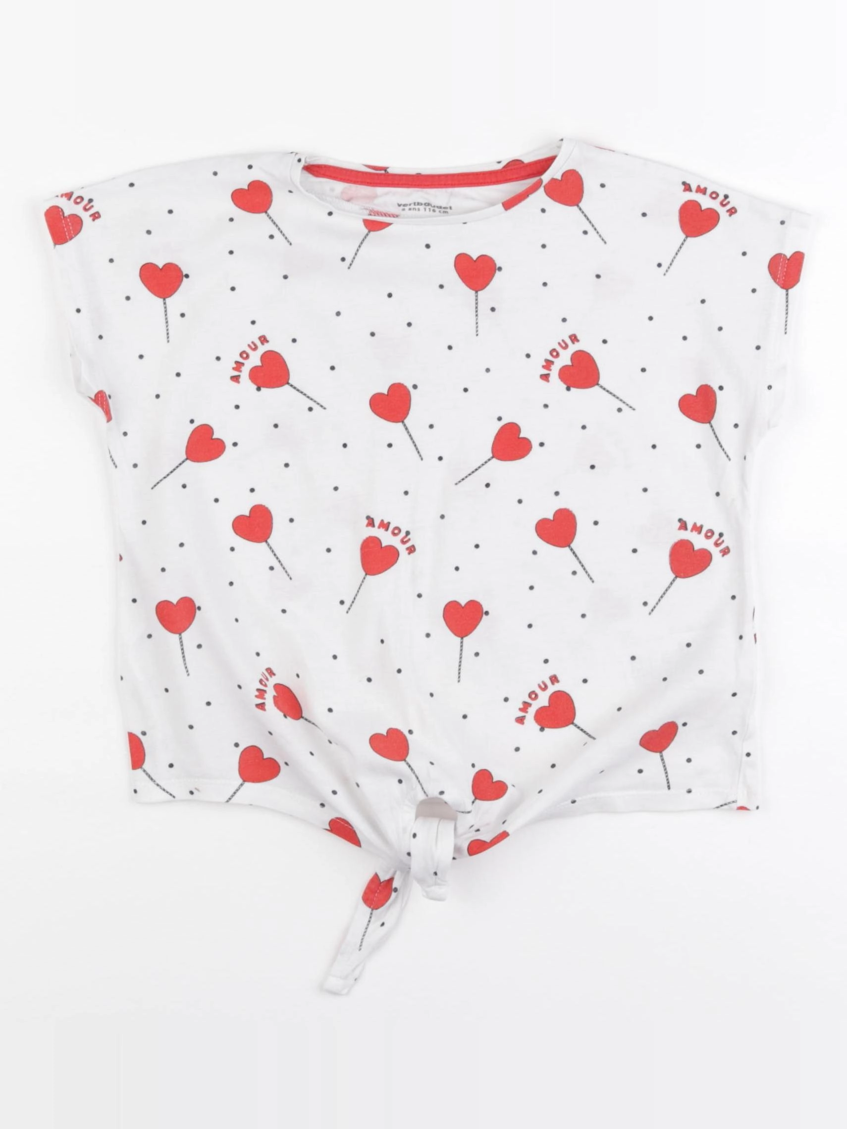 Vertbaudet - tee-shirt blanc, rouge - 6 ans