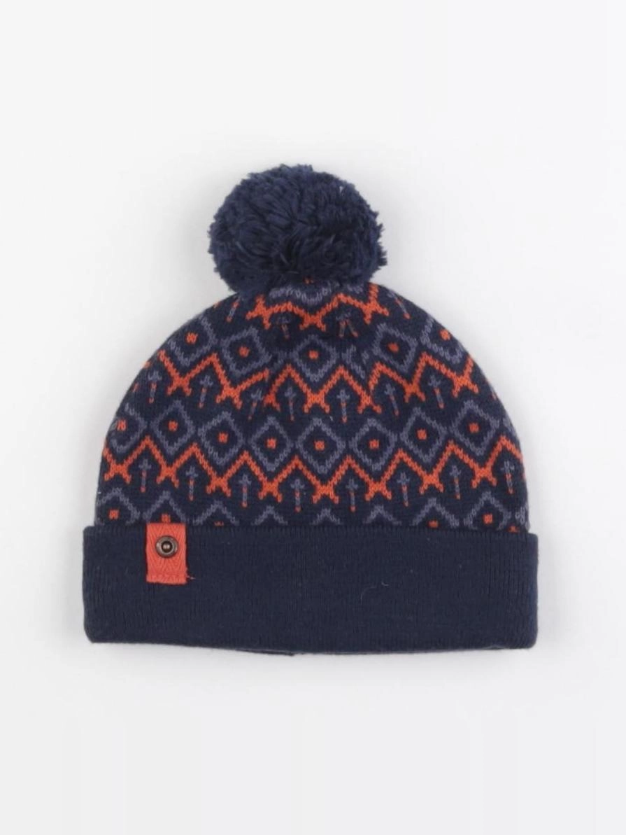 Vertbaudet - bonnet bleu, orange - 3/6 mois