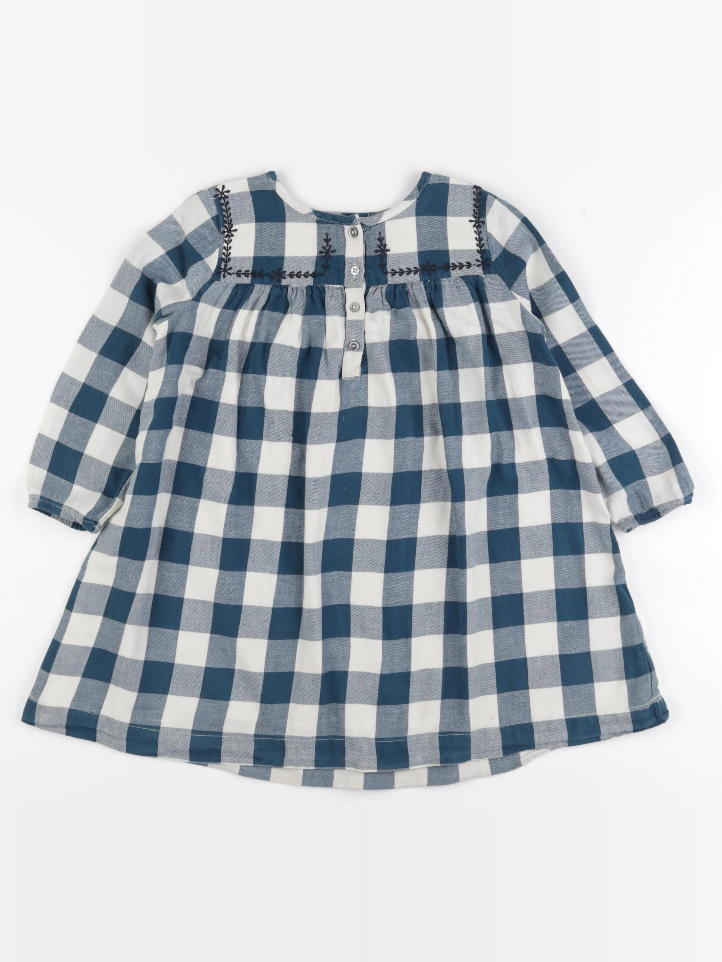 Monoprix - robe bleu, beige - 4 ans