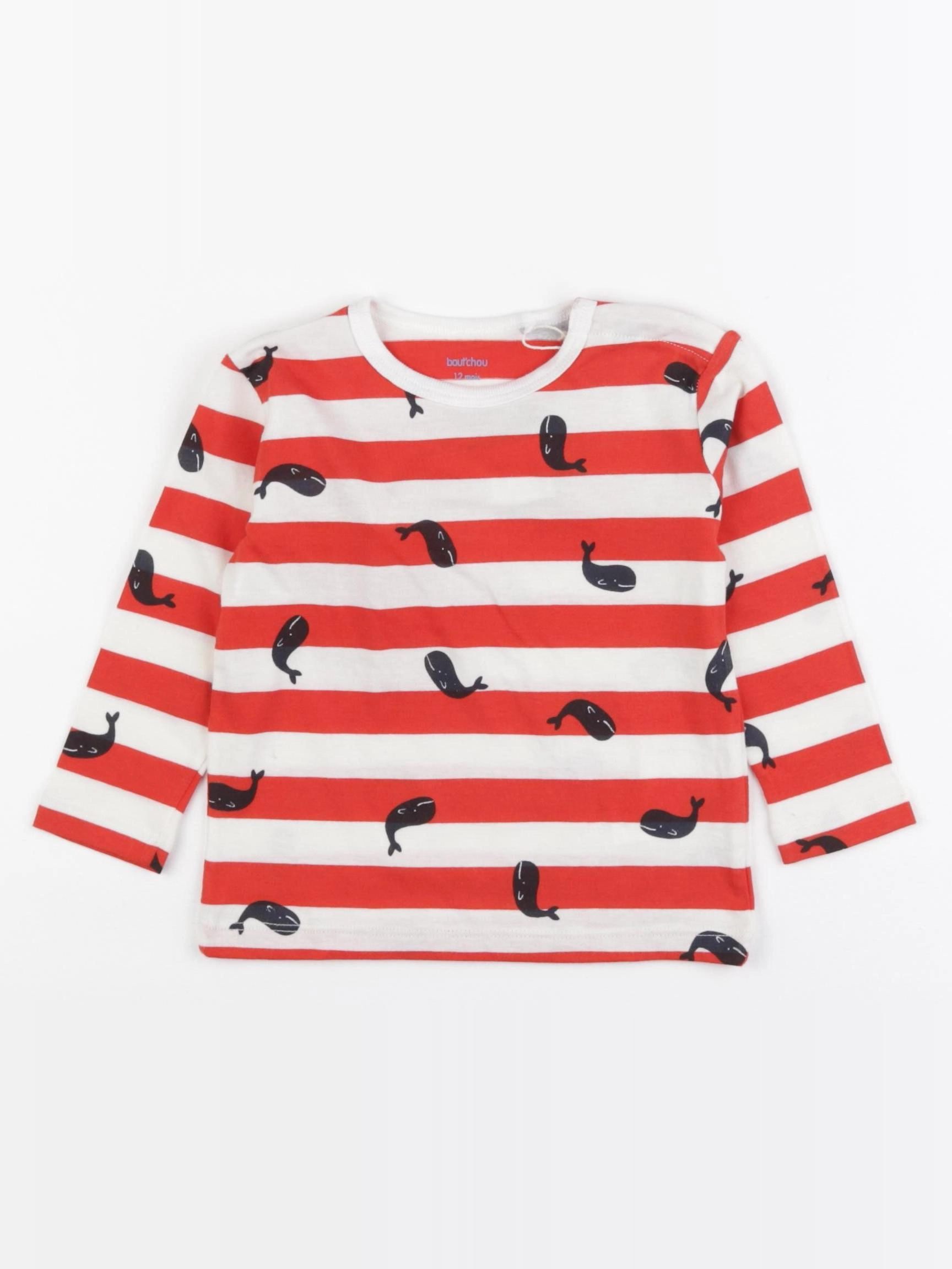 Boutchou - tee-shirt blanc, rouge - 12 mois