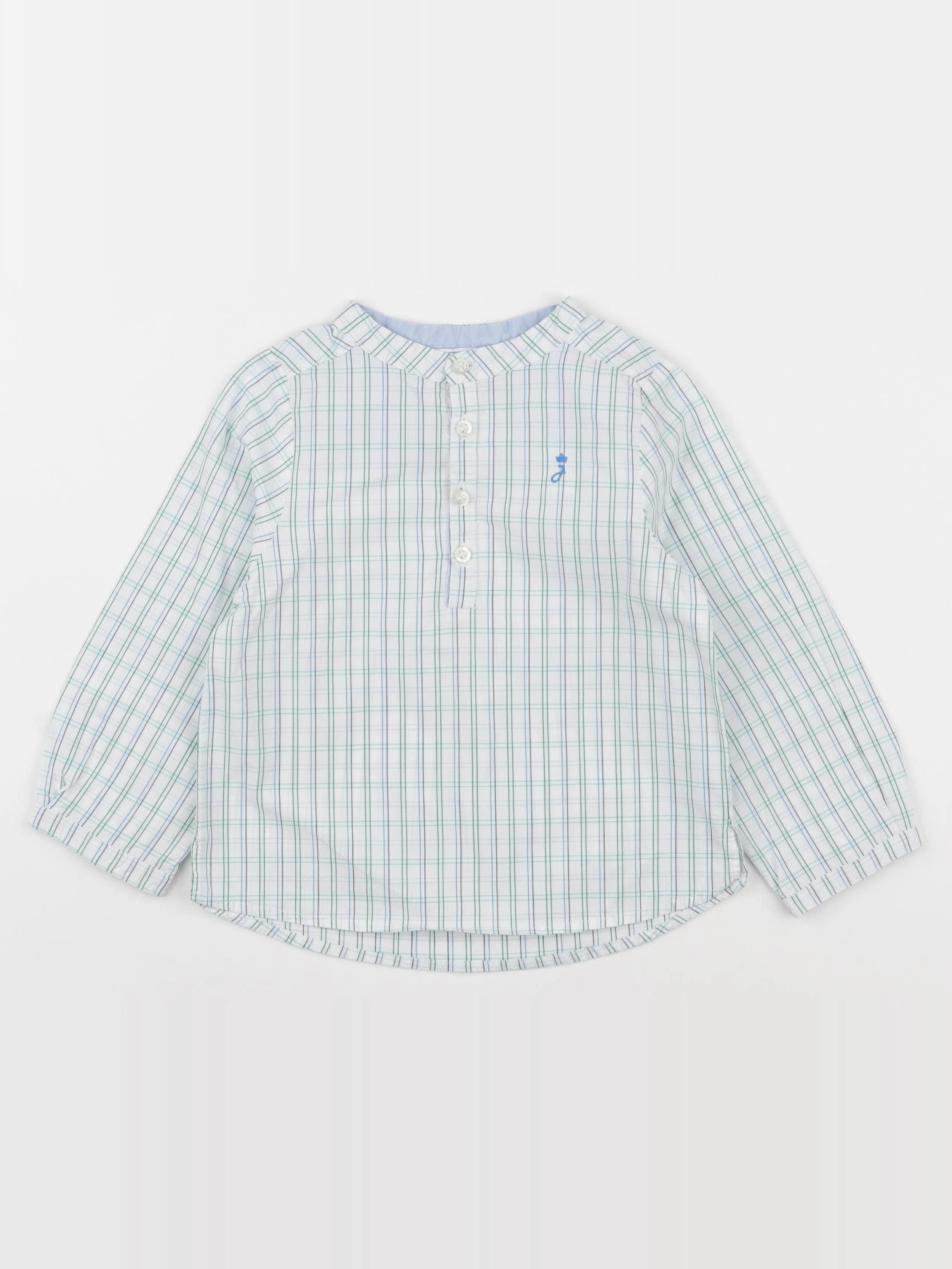 Jacadi - chemise blanc, bleu, vert - 24 mois
