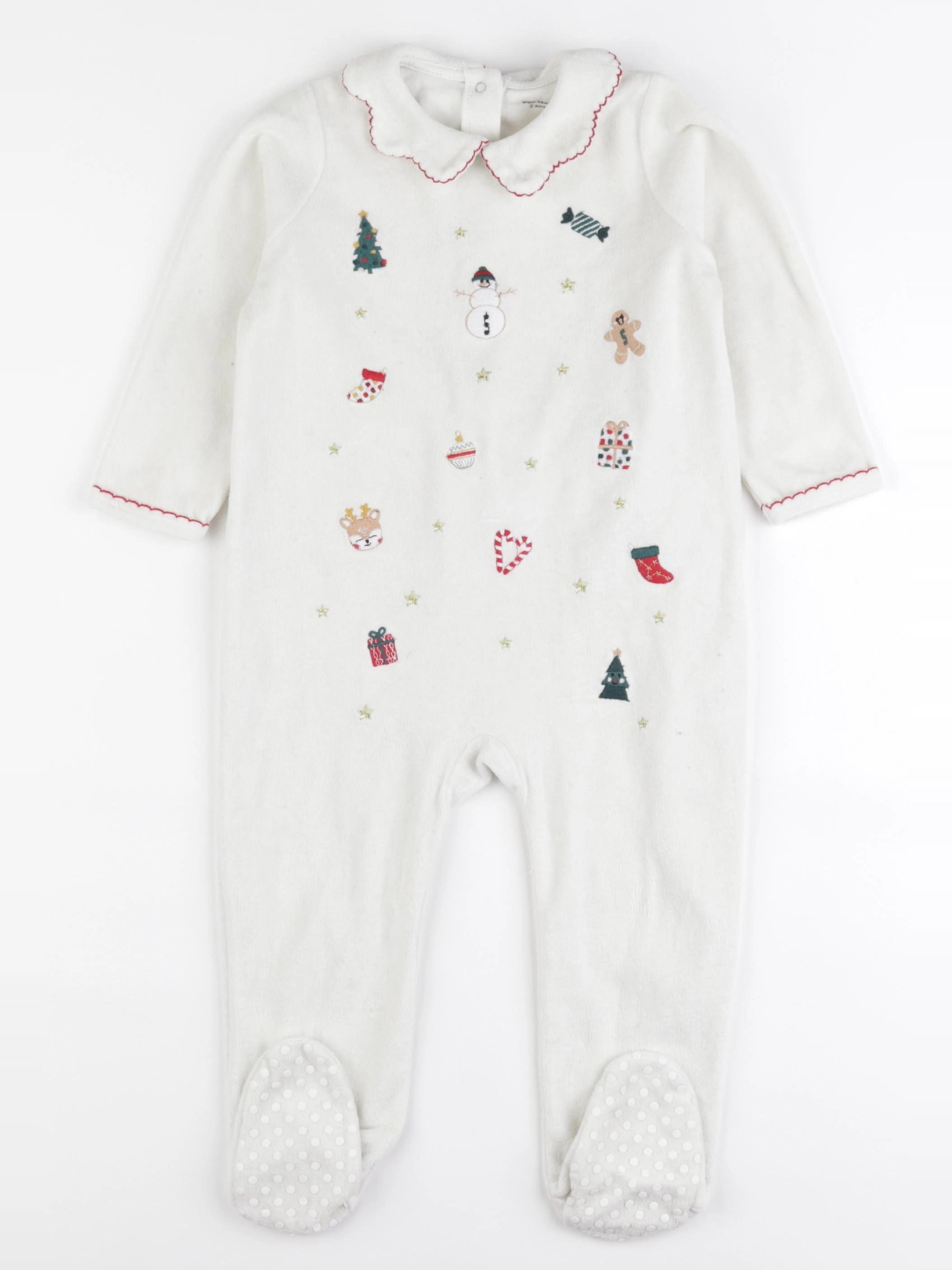 Vertbaudet - pyjama velours blanc - 2 ans