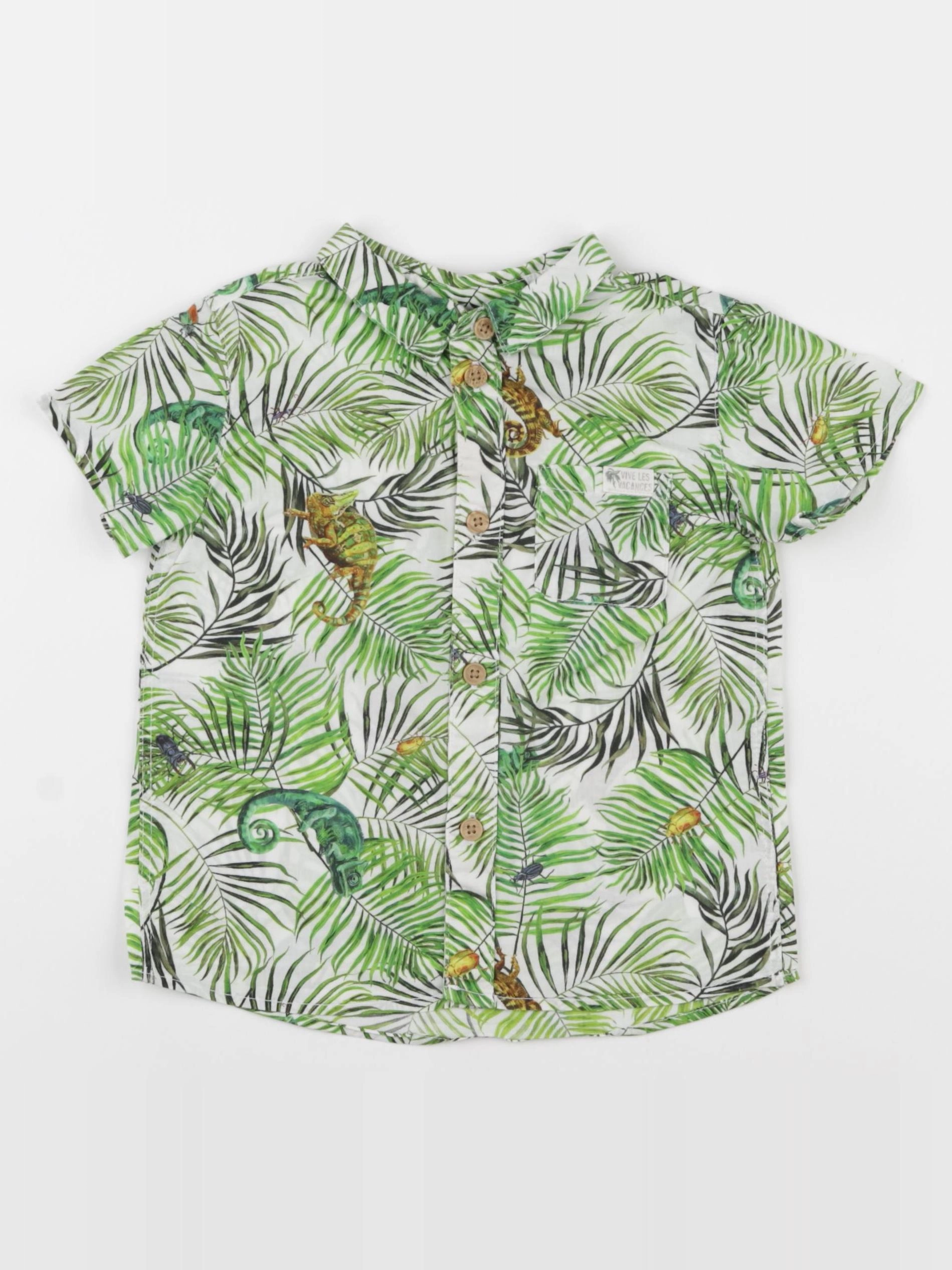 H&M - chemise blanc, vert - 9/12 mois