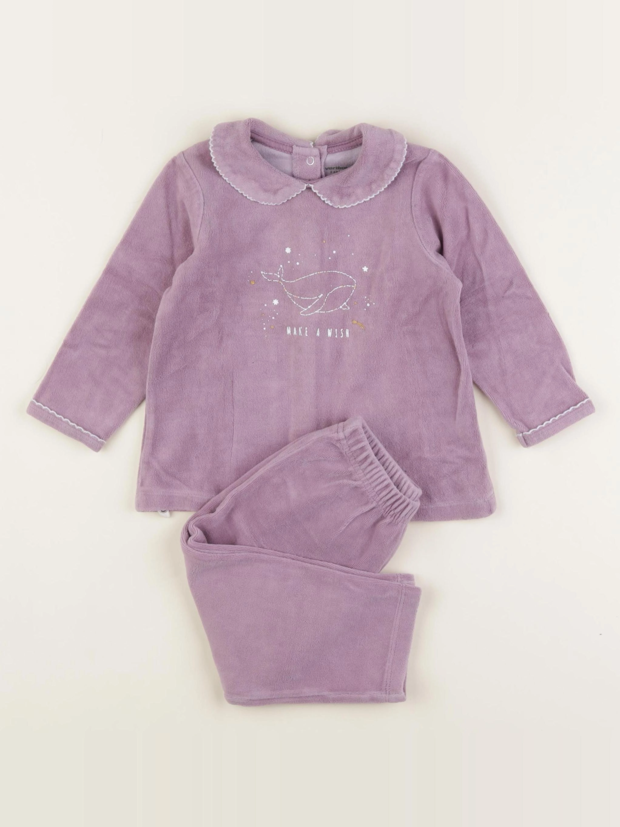 Vertbaudet - pyjama velours violet - 2 ans