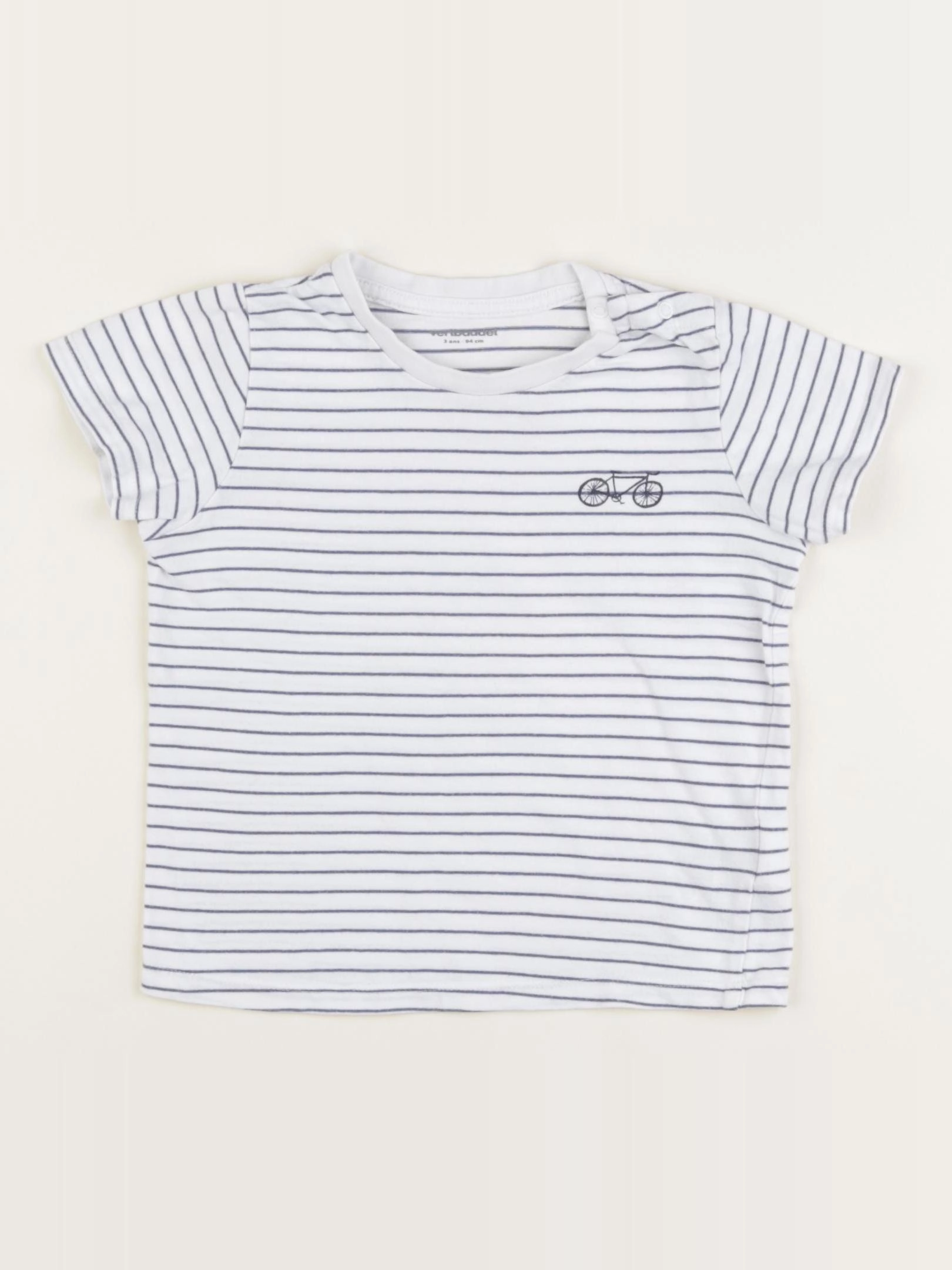 Vertbaudet - tee-shirt blanc, bleu - 3 ans