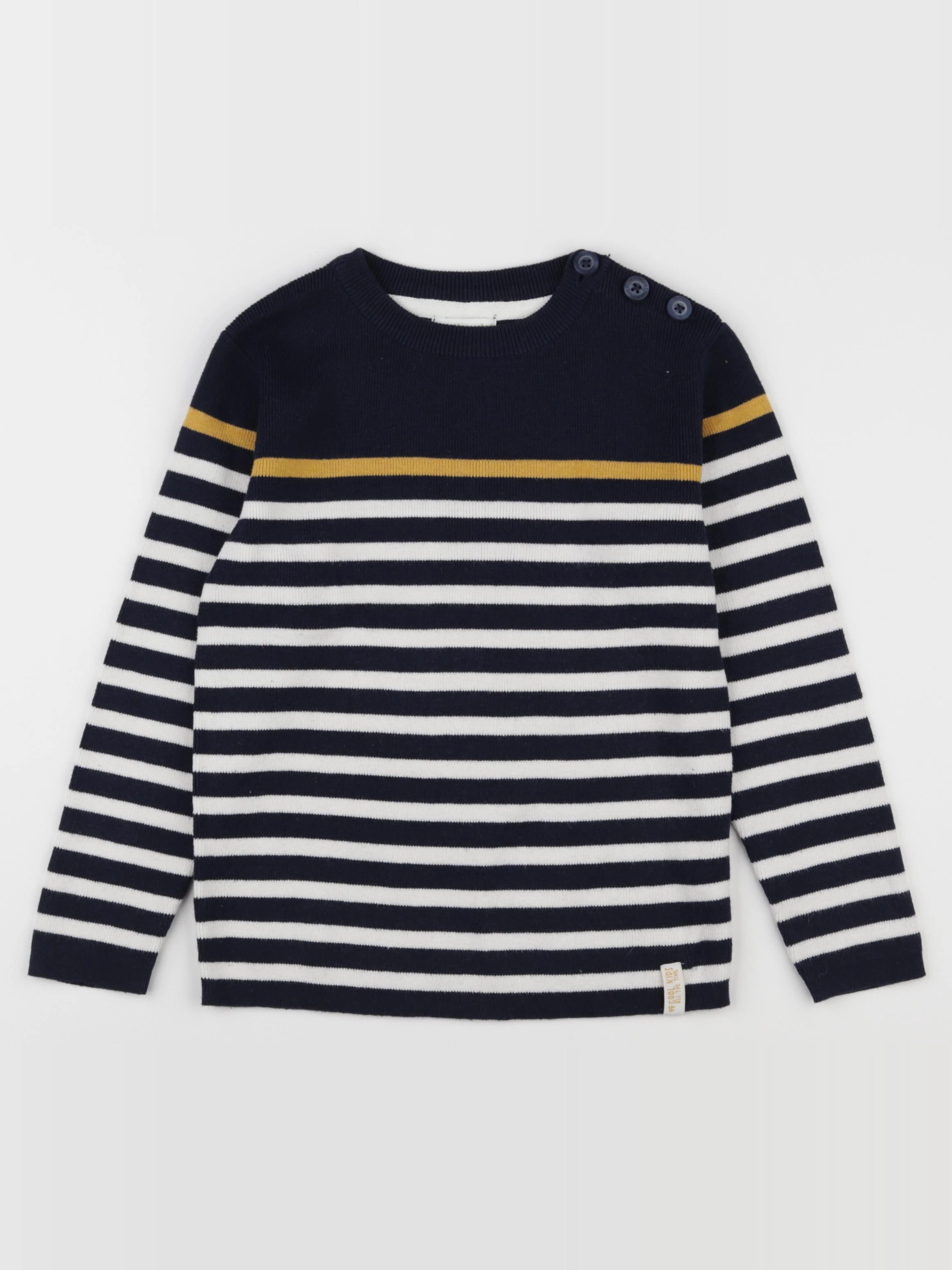Vertbaudet - pull bleu, blanc - 6 ans