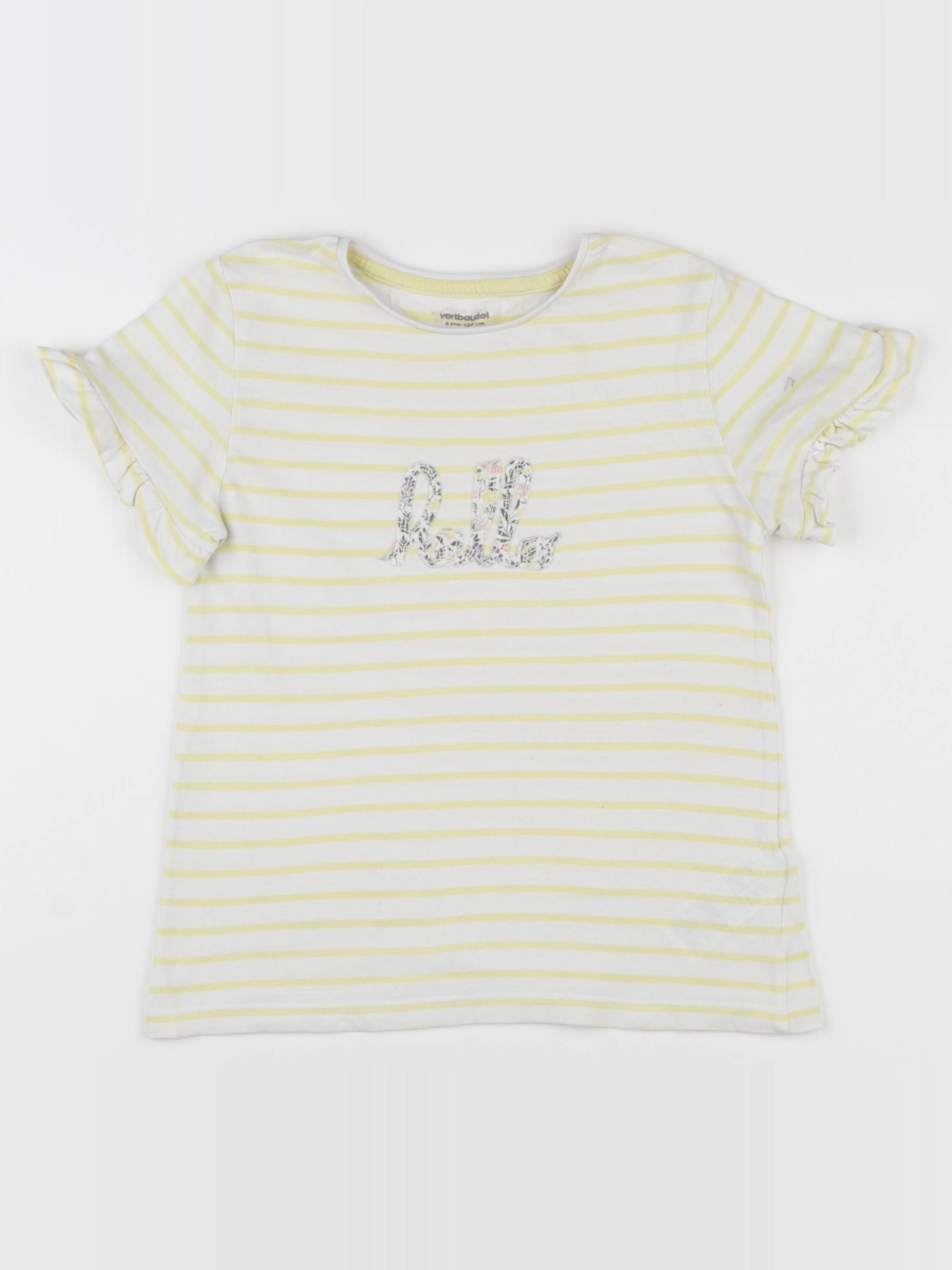 Vertbaudet - tee-shirt jaune, blanc - 8 ans