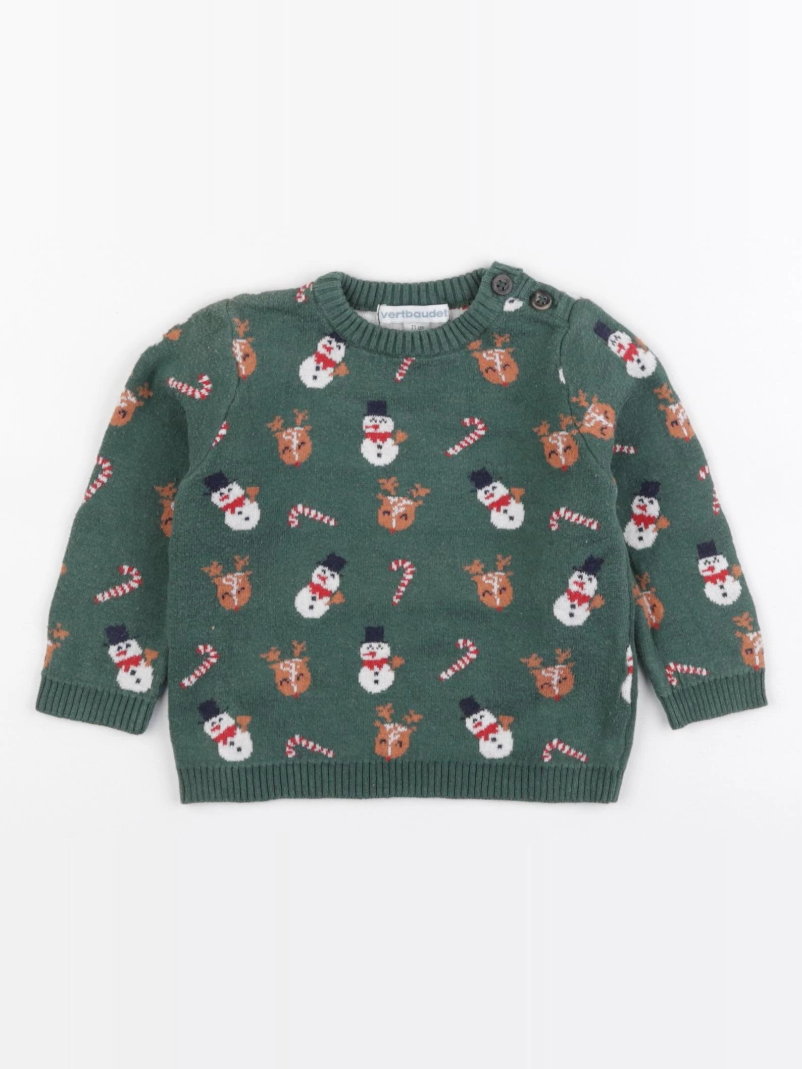 Vertbaudet - pull vert - 9 mois