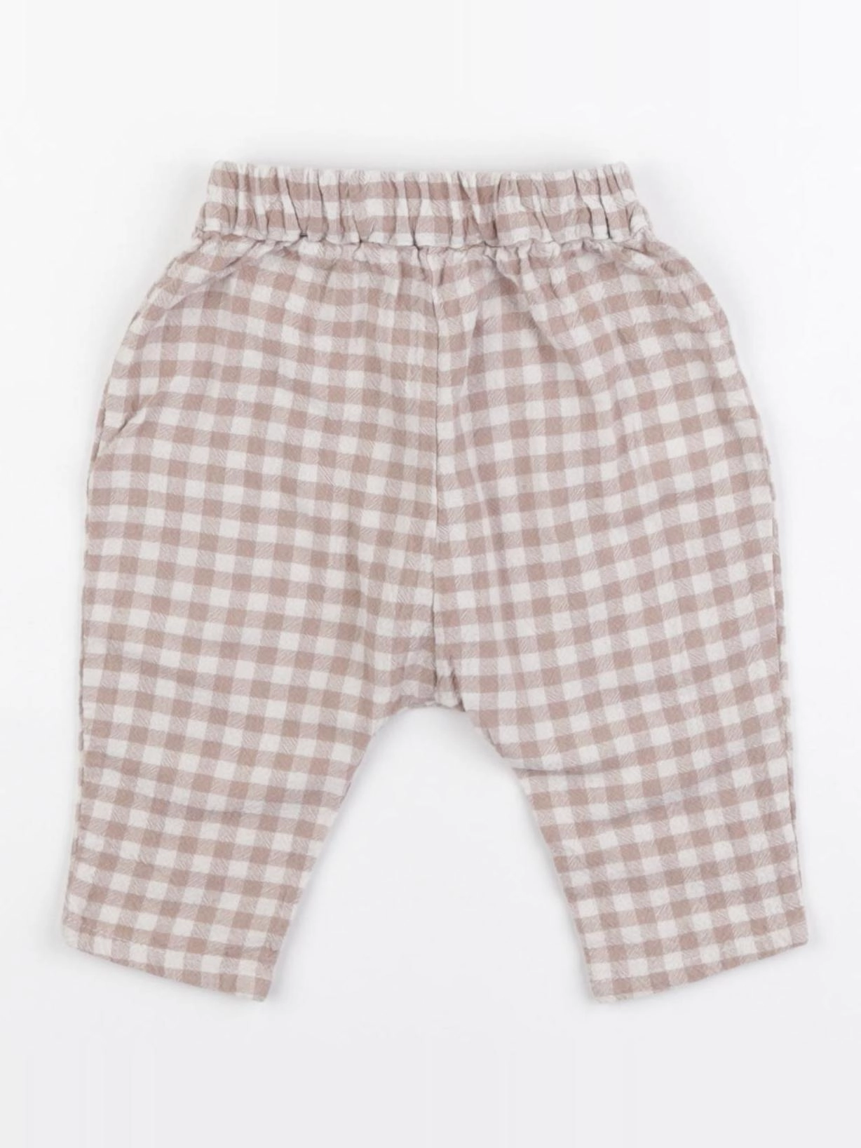 Vertbaudet - pantalon blanc, marron - 6 mois