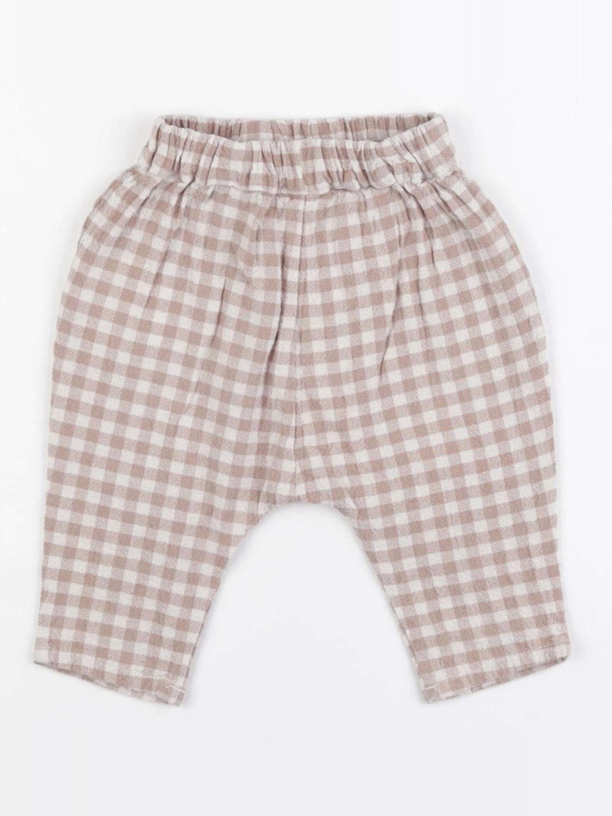 Vertbaudet - pantalon blanc, marron - 6 mois