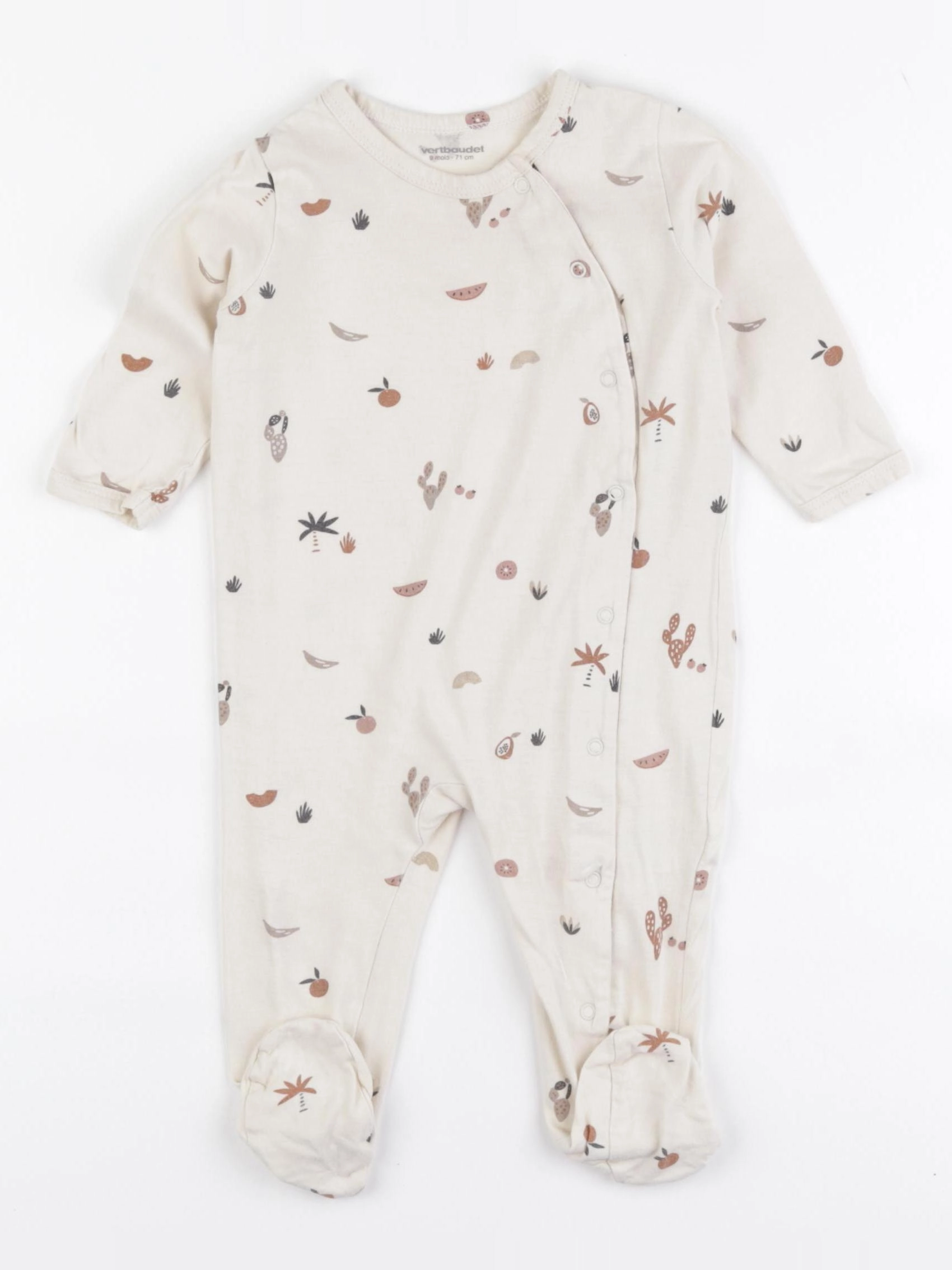 Vertbaudet - pyjama coton beige - 9 mois