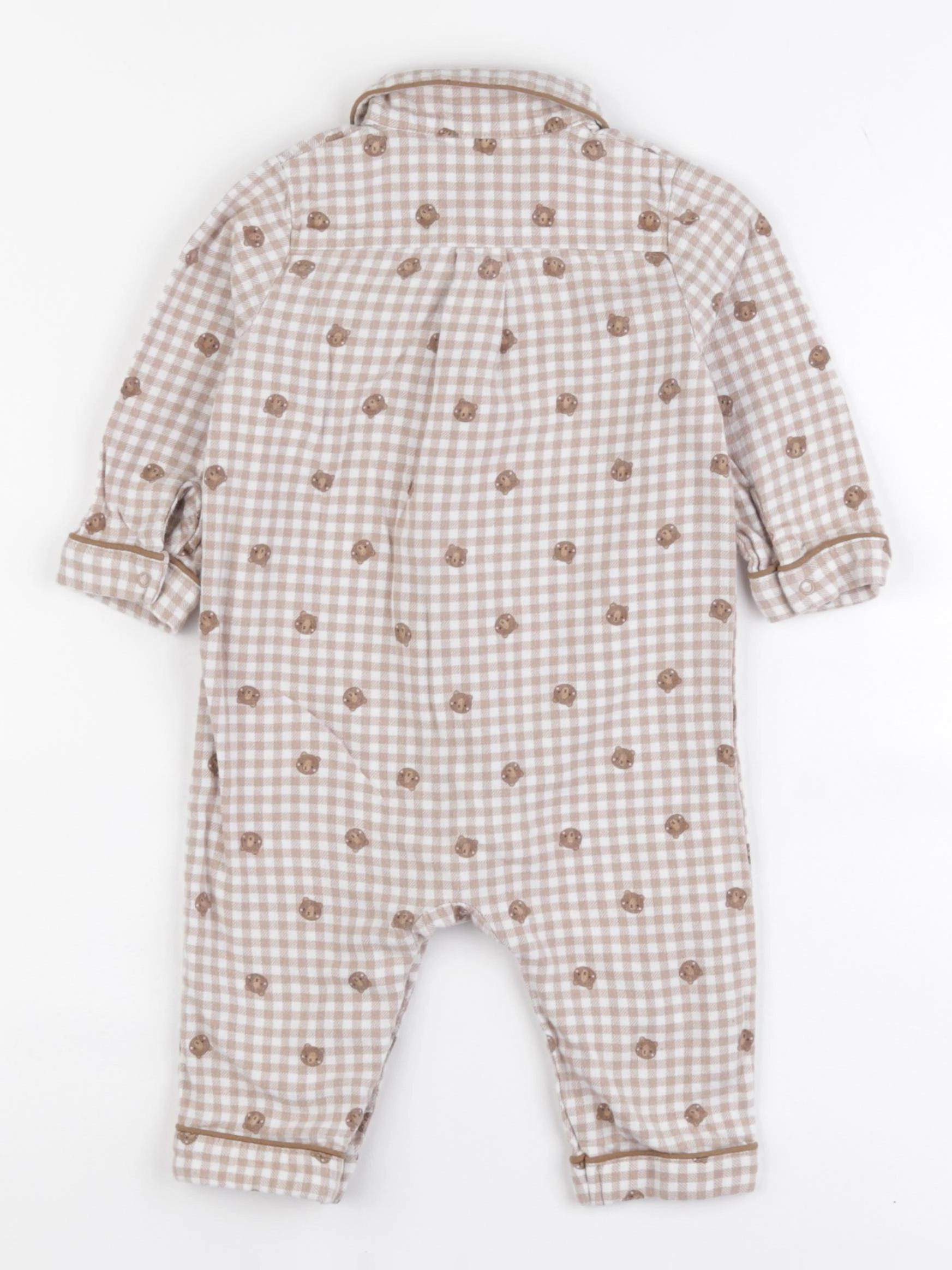 Vertbaudet - pyjama coton blanc, marron - 12 mois