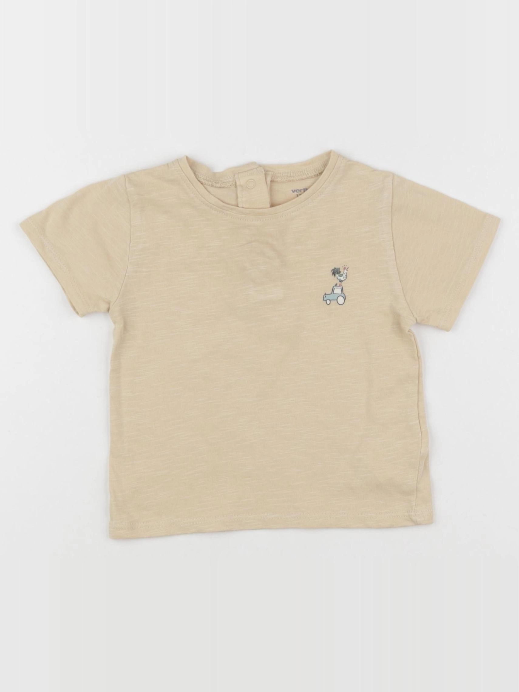 Vertbaudet - tee-shirt beige - 12 mois