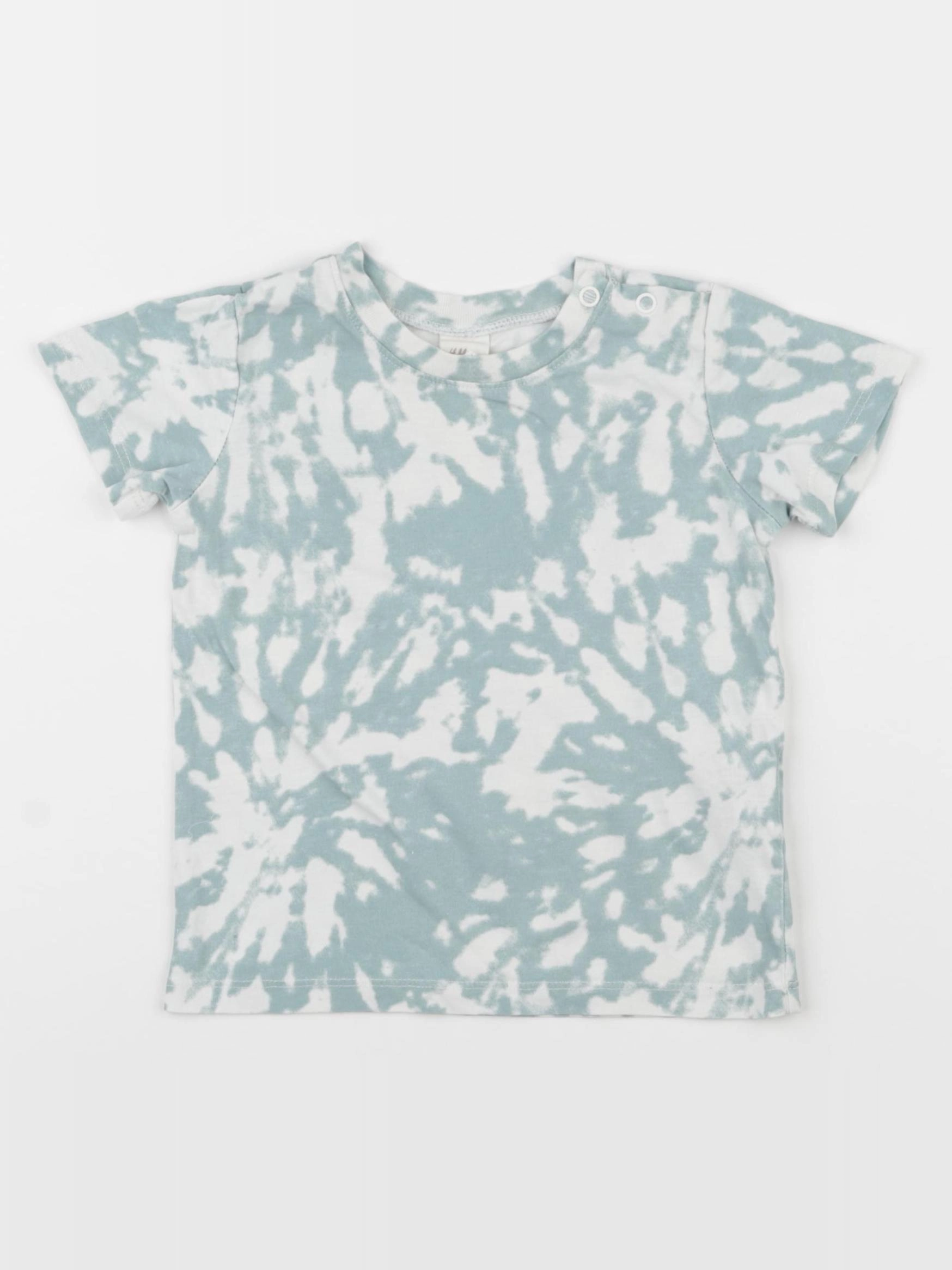 H&M - tee-shirt blanc, bleu - 9/12 mois